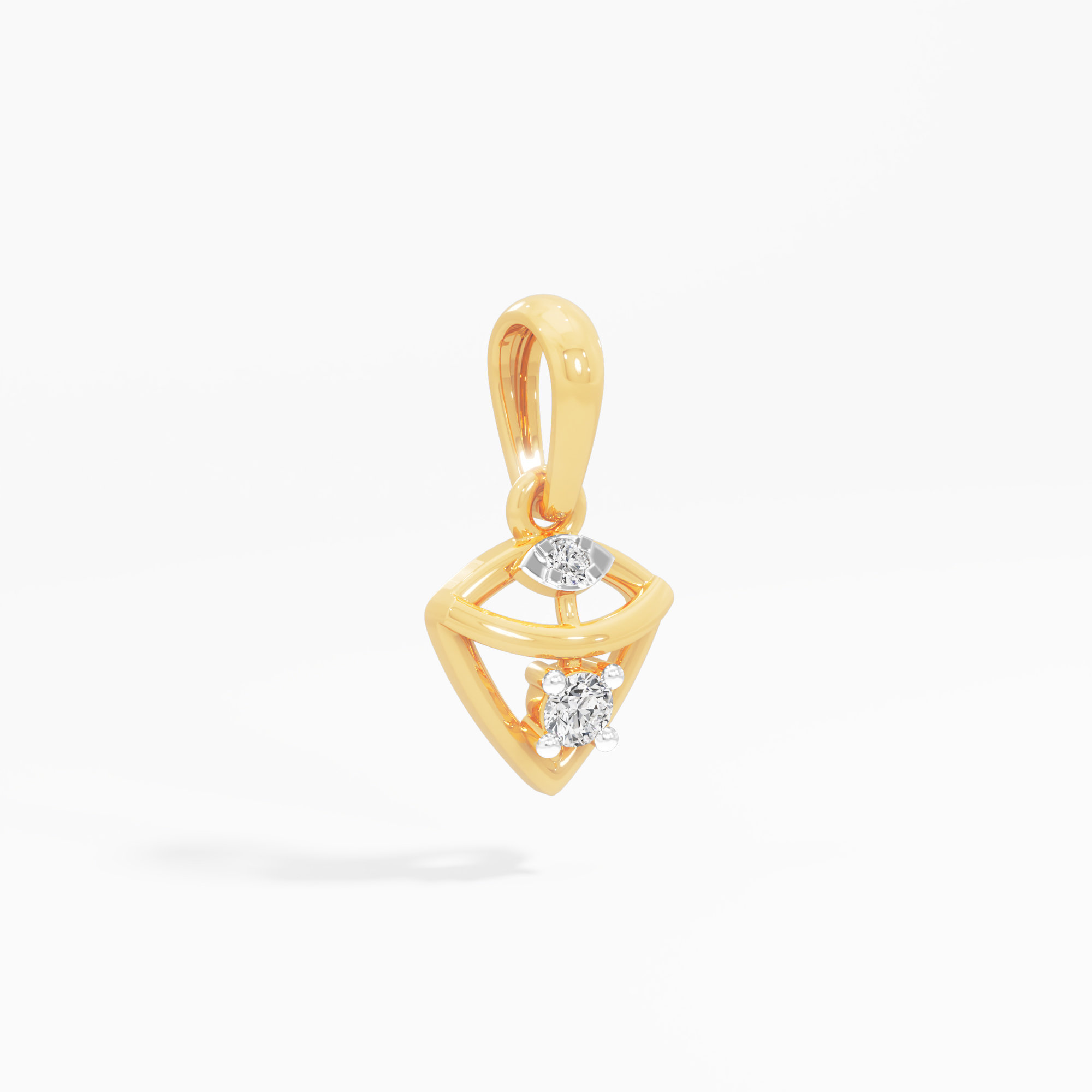 Shield Duo Diamond Pendant in 9KT Yellow Gold (Diamond Quality:FG-VVS VS)