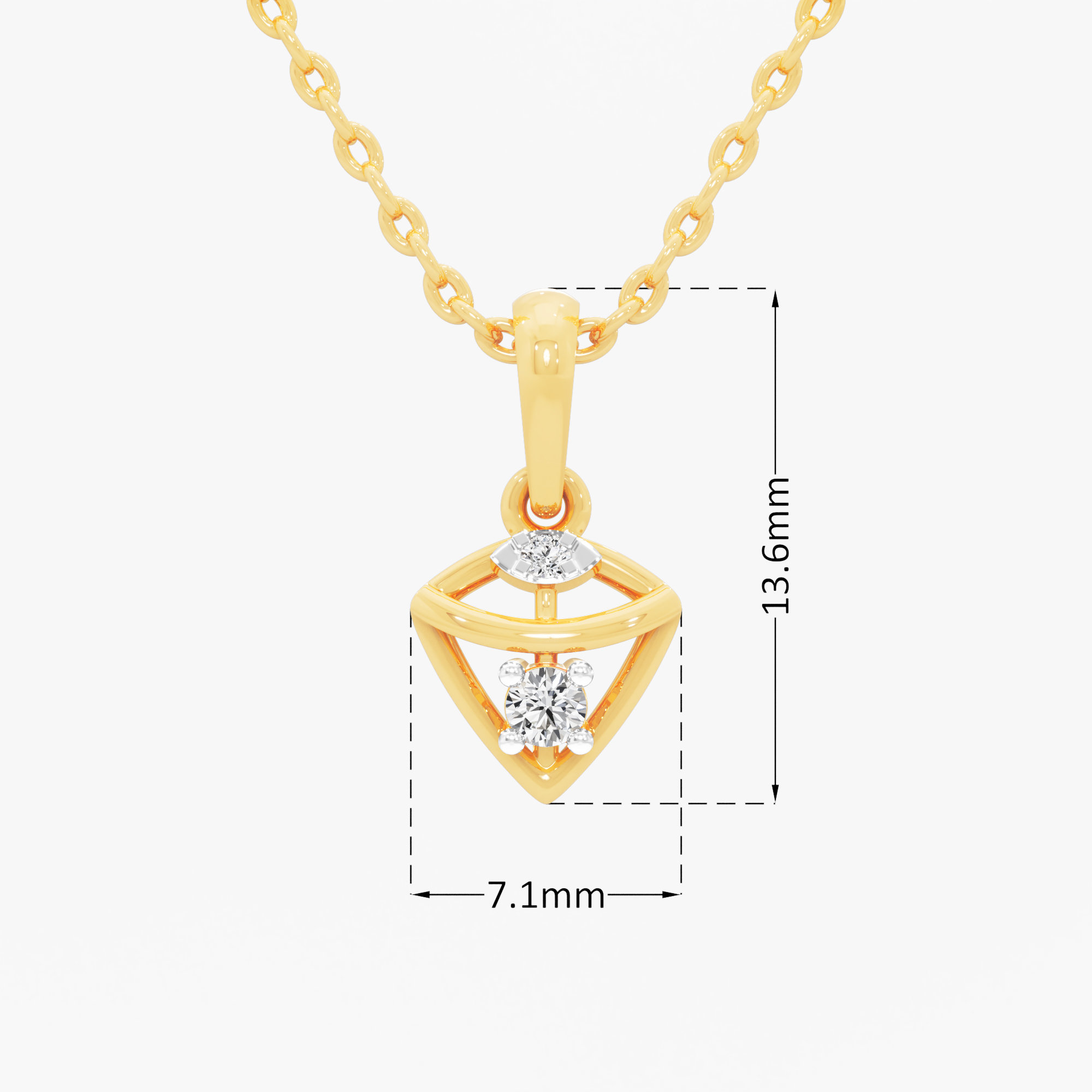 Shield Duo Diamond Pendant in 9KT Yellow Gold (Diamond Quality:FG-VVS VS)