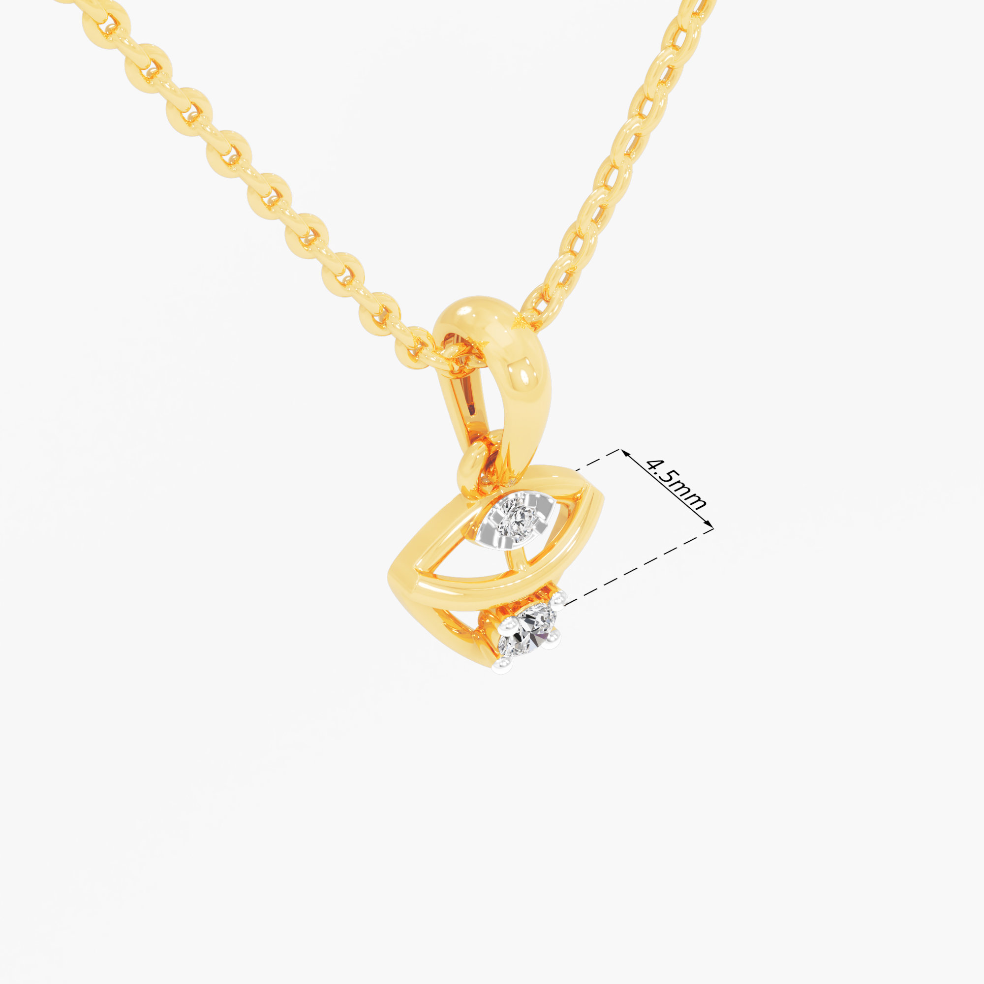 Shield Duo Diamond Pendant in 9KT Yellow Gold (Diamond Quality:FG-VVS VS)