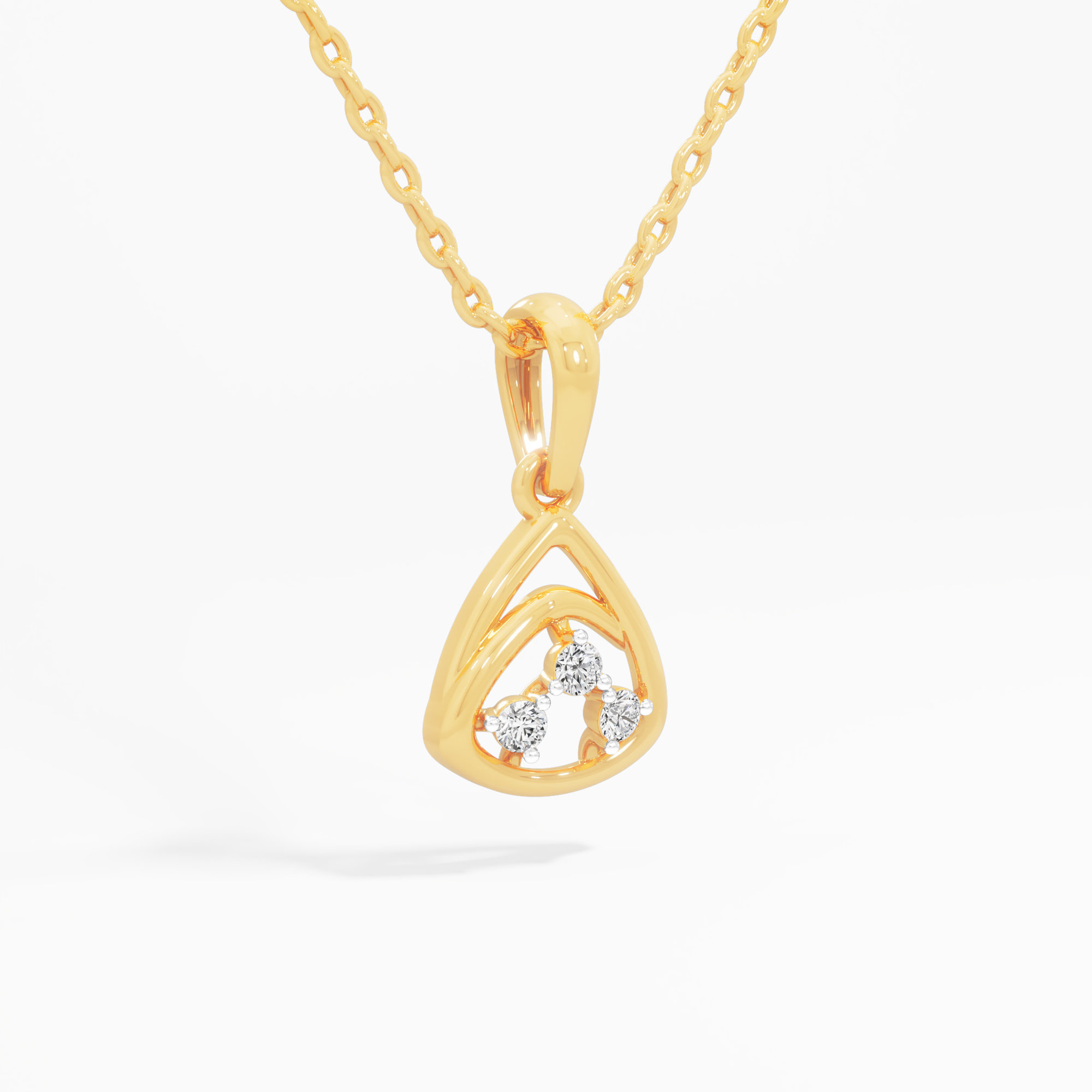 Trillion Arc Diamond Pendant in 9KT Yellow Gold (Diamond Quality:FG-VVS VS)