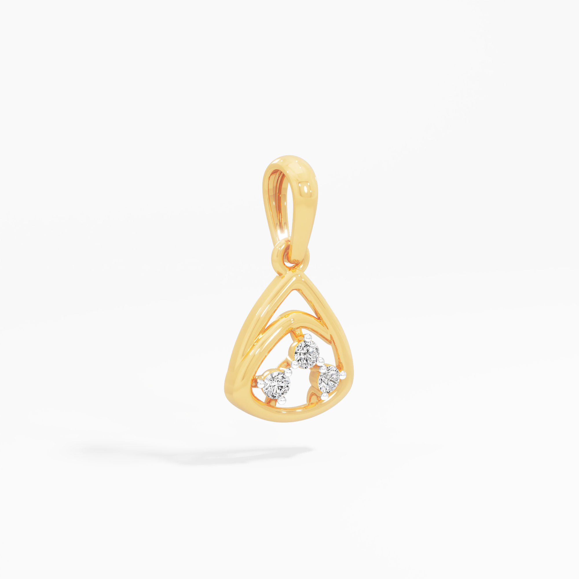 Trillion Arc Diamond Pendant in 9KT Yellow Gold (Diamond Quality:FG-VVS VS)