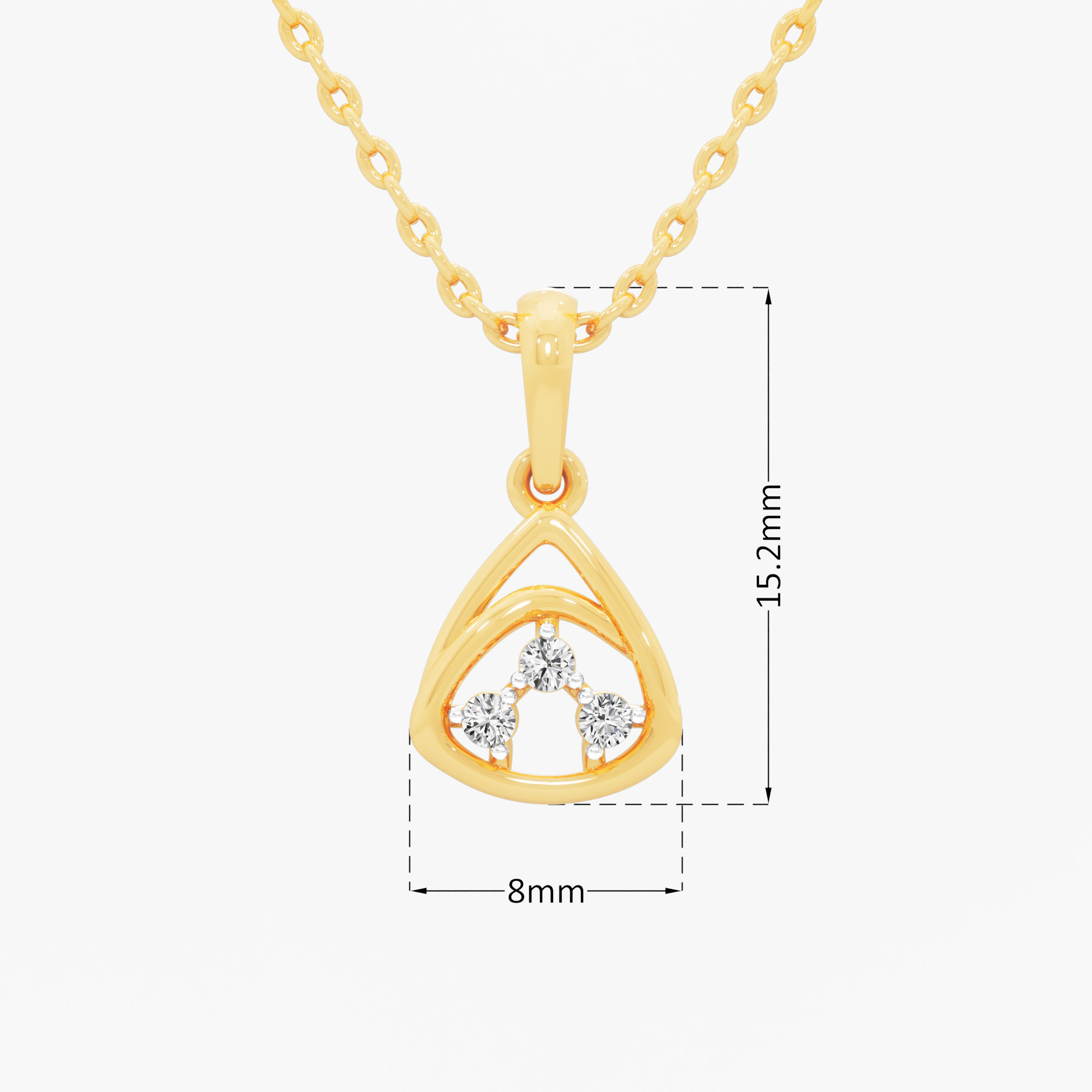 Trillion Arc Diamond Pendant in 9KT Yellow Gold (Diamond Quality:FG-VVS VS)