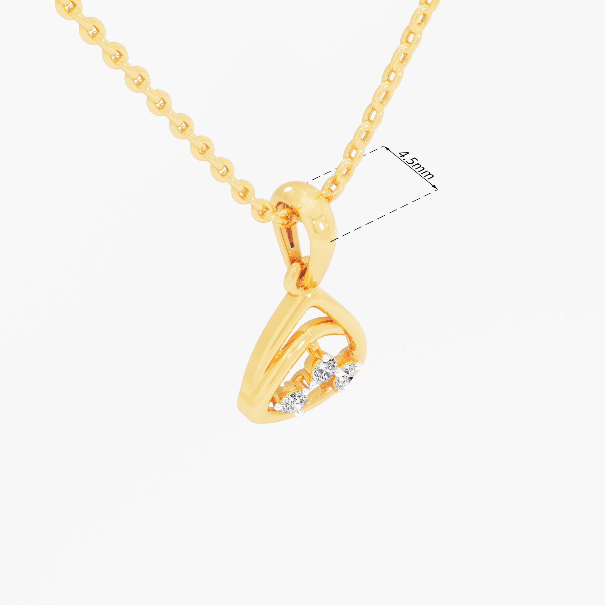 Trillion Arc Diamond Pendant in 9KT Yellow Gold (Diamond Quality:FG-VVS VS)