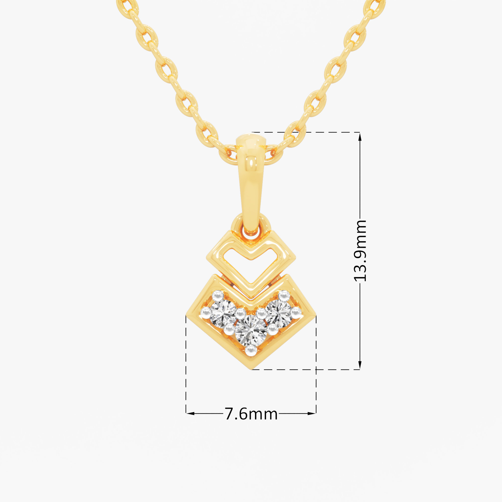 Kite Cluster Diamond Pendant in 9KT Yellow Gold (Diamond Quality:FG-VVS VS)