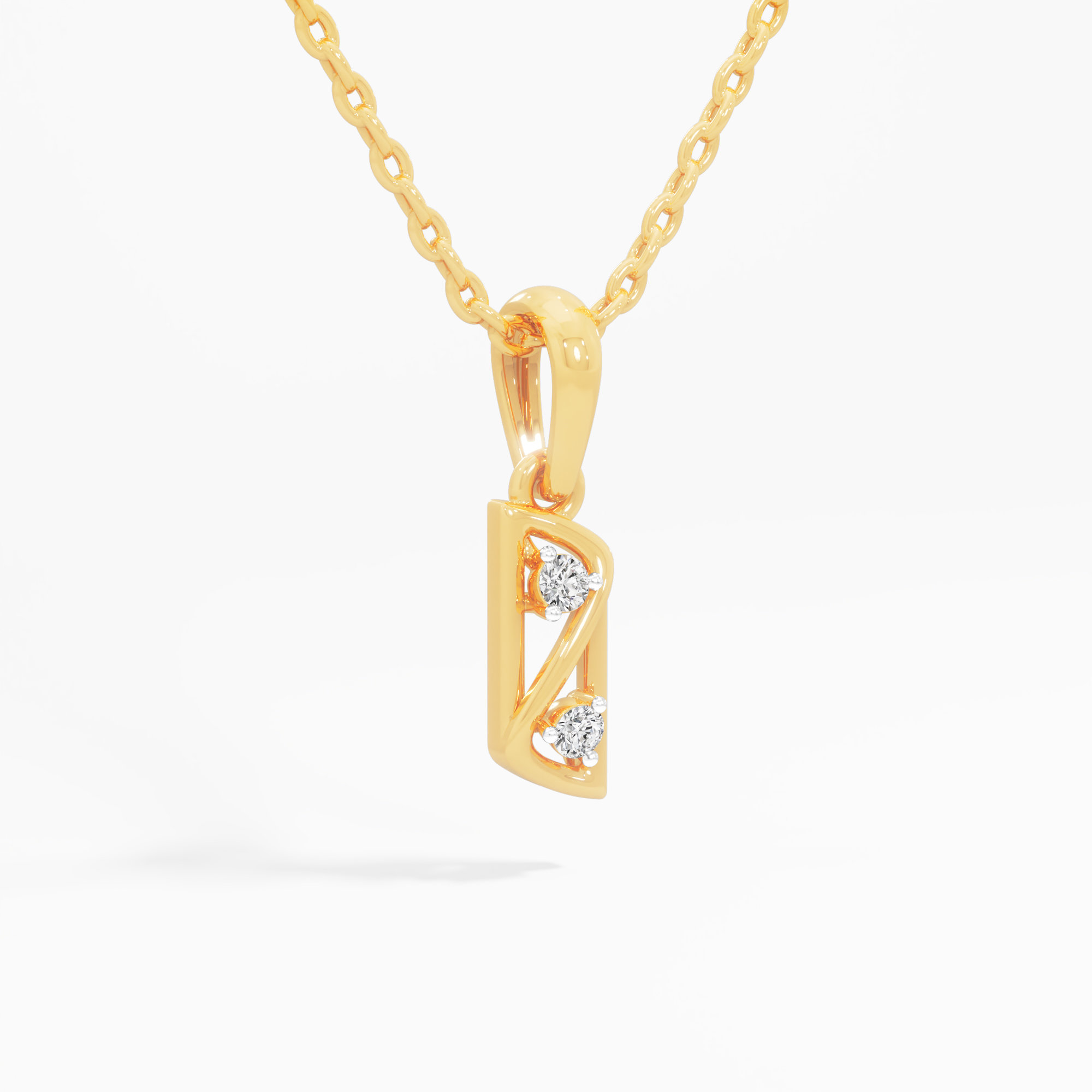 Diagonal Vertex Diamond Pendant in 9KT Yellow Gold (Diamond Quality:FG-VVS VS)