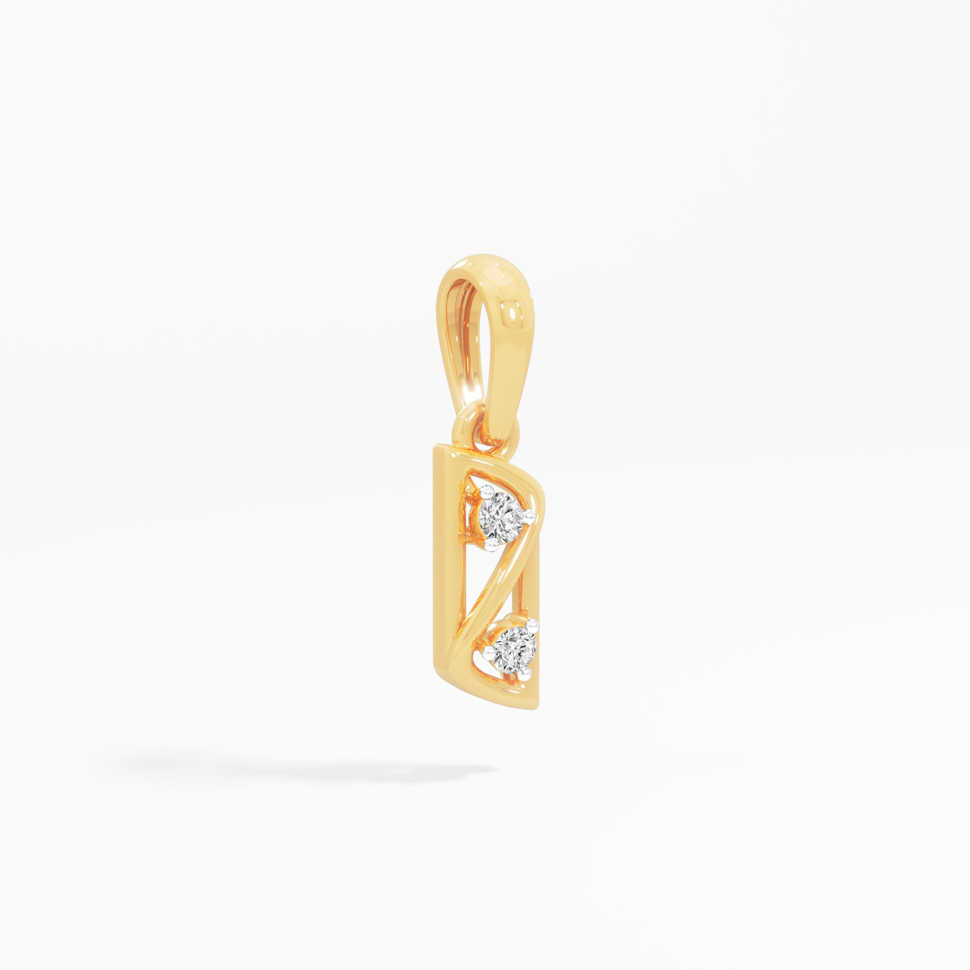 Diagonal Vertex Diamond Pendant in 9KT Yellow Gold (Diamond Quality:FG-VVS VS)