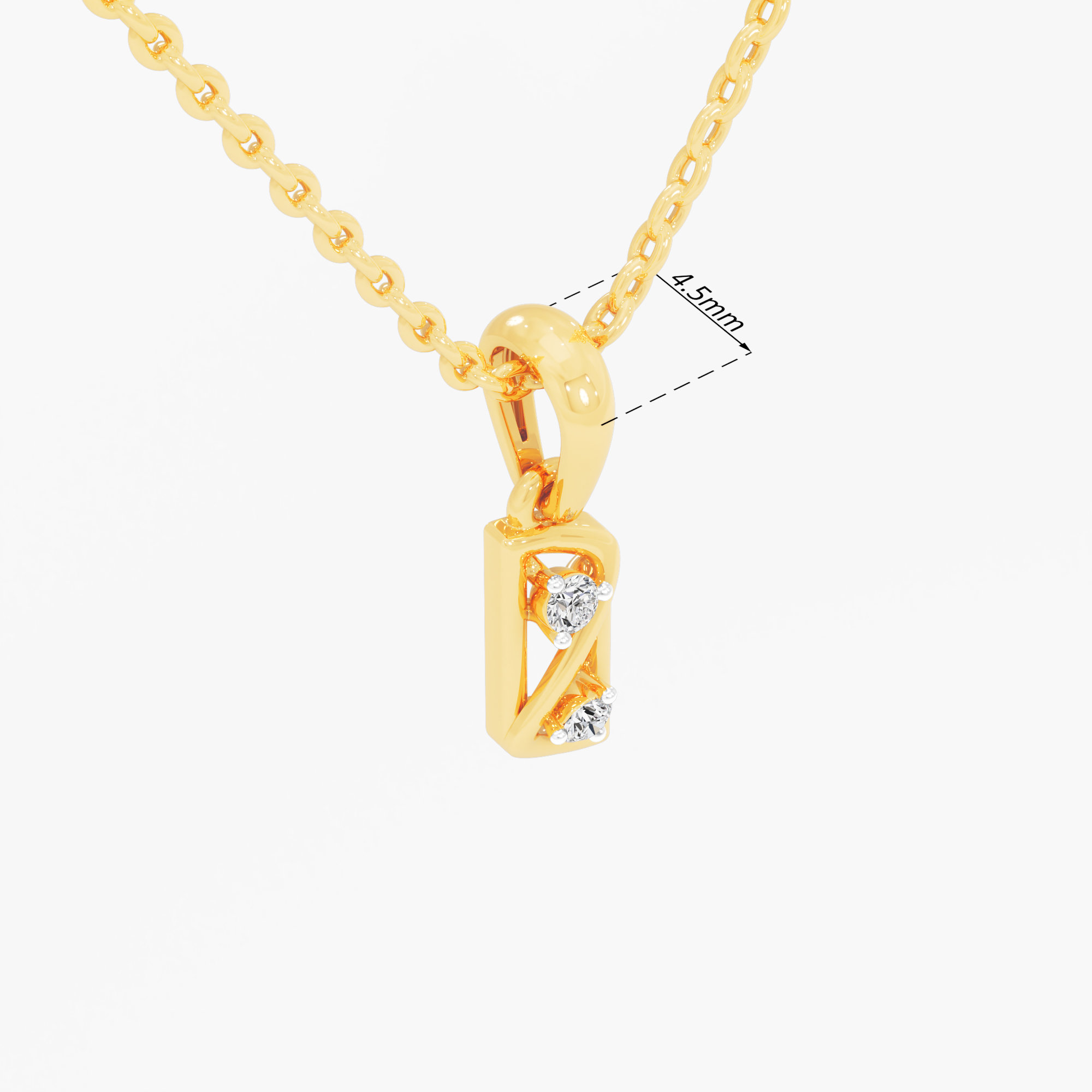 Diagonal Vertex Diamond Pendant in 9KT Yellow Gold (Diamond Quality:FG-VVS VS)