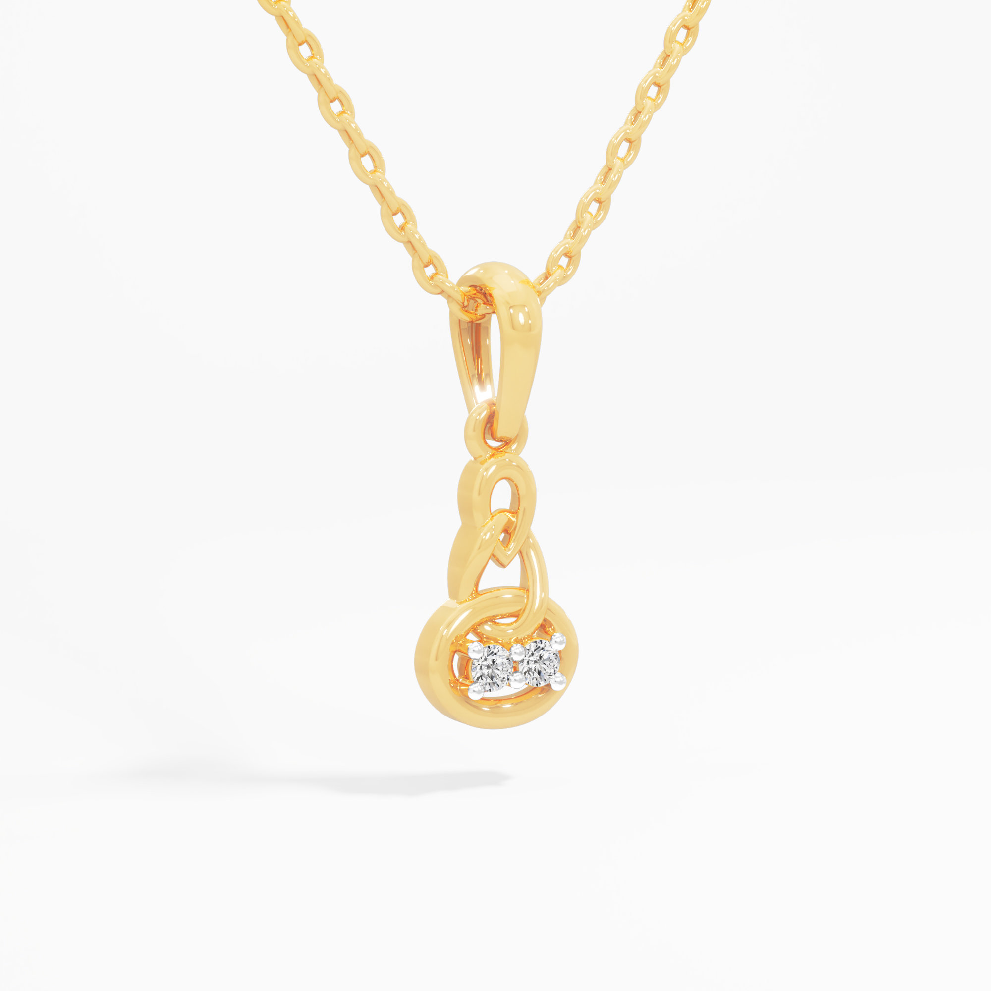 Woven Knot Diamond Pendant in 9KT Yellow Gold (Diamond Quality:FG-VVS VS)
