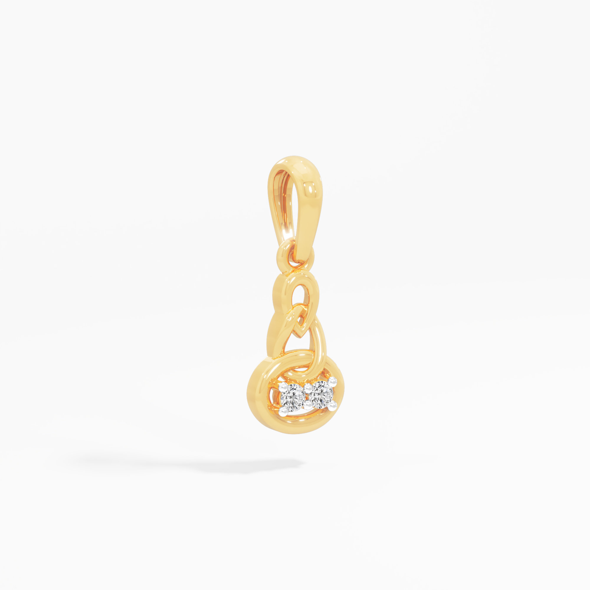 Woven Knot Diamond Pendant in 9KT Yellow Gold (Diamond Quality:FG-VVS VS)