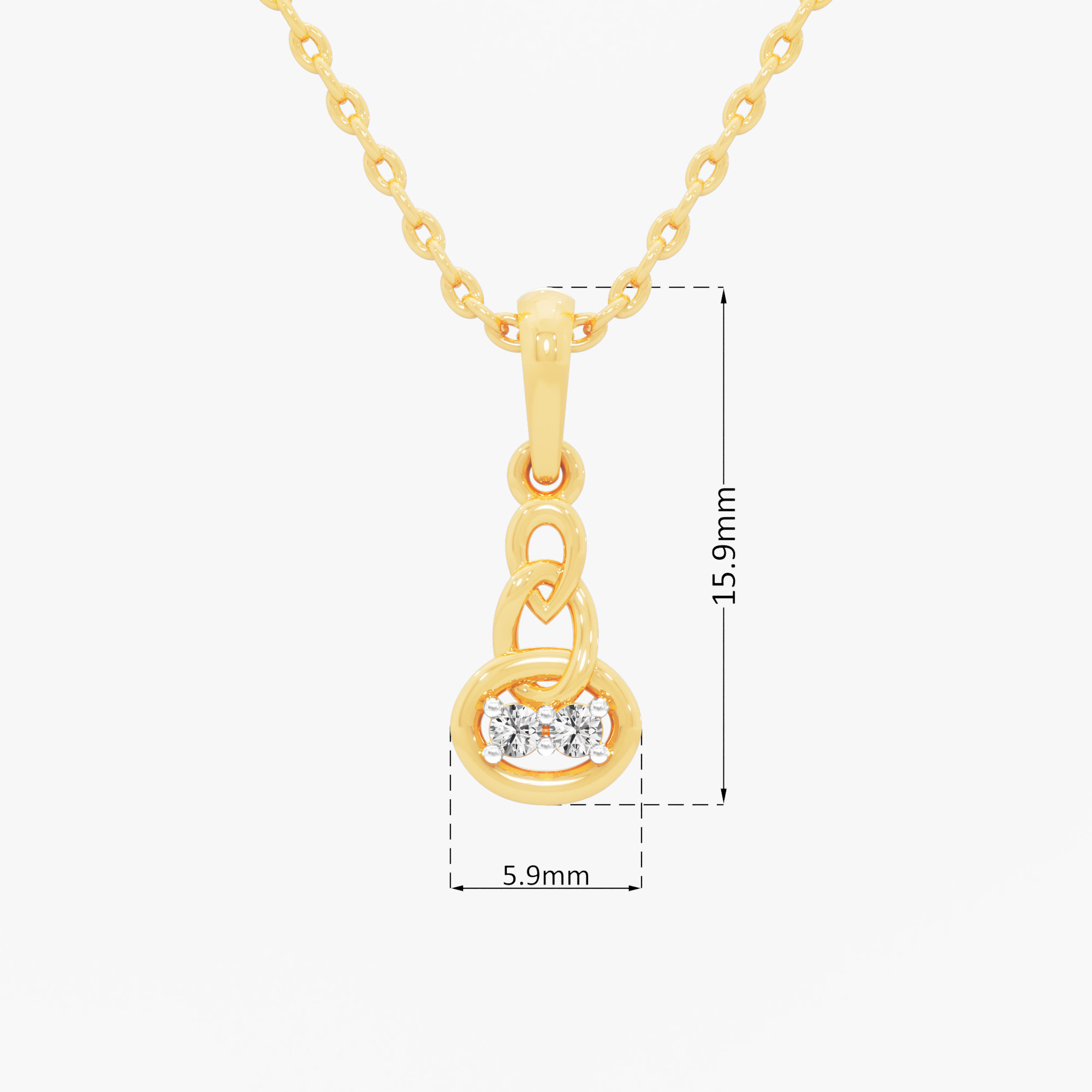 Woven Knot Diamond Pendant in 9KT Yellow Gold (Diamond Quality:FG-VVS VS)