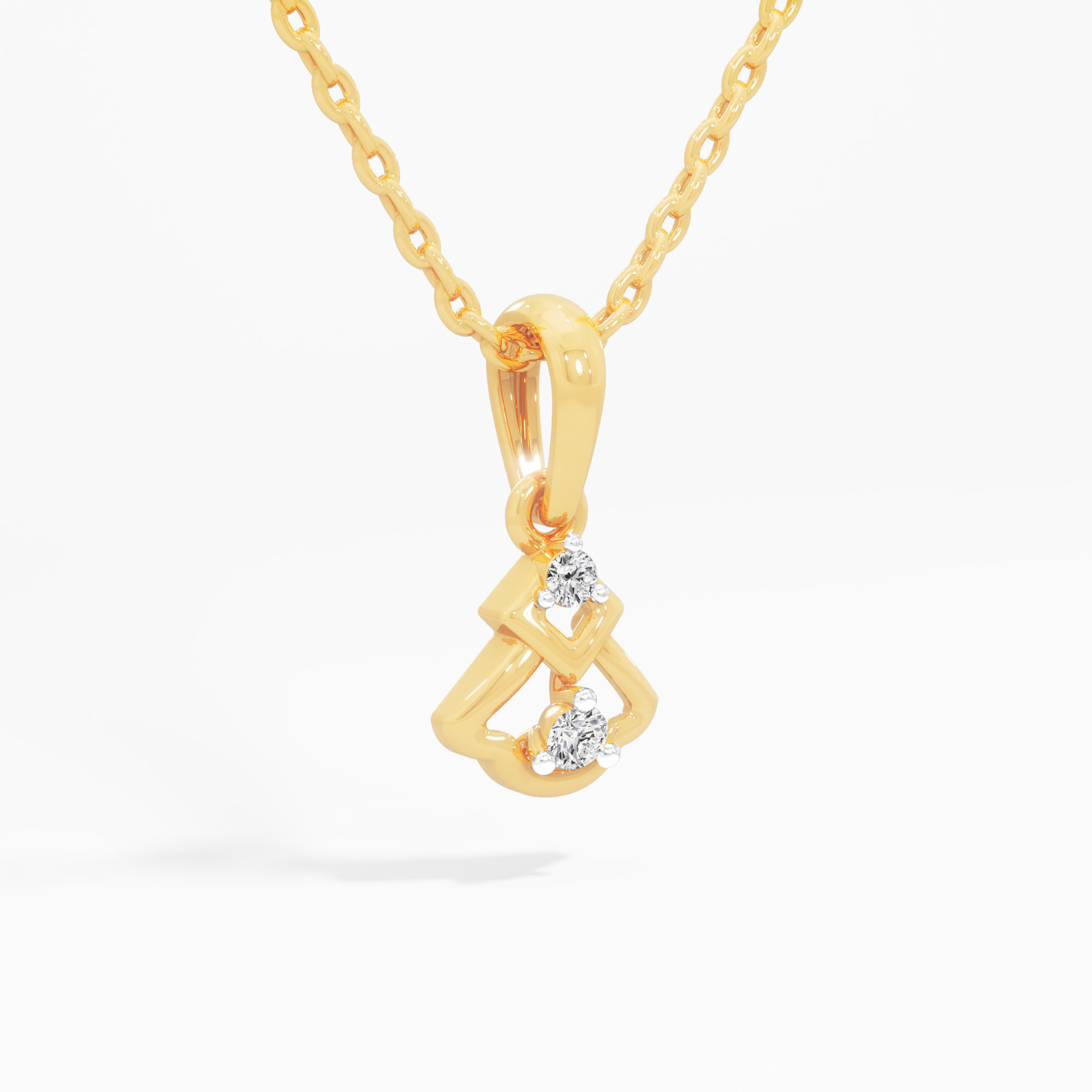 Prism Layered Diamond Pendant in 9KT Yellow Gold (Diamond Quality:FG-VVS VS)