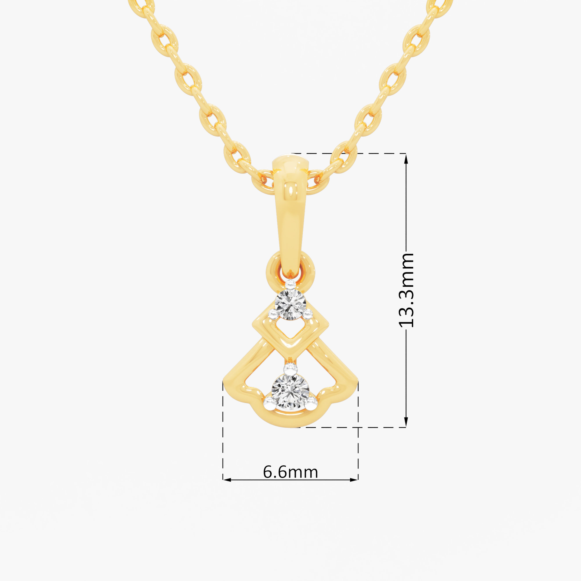 Prism Layered Diamond Pendant in 9KT Yellow Gold (Diamond Quality:FG-VVS VS)