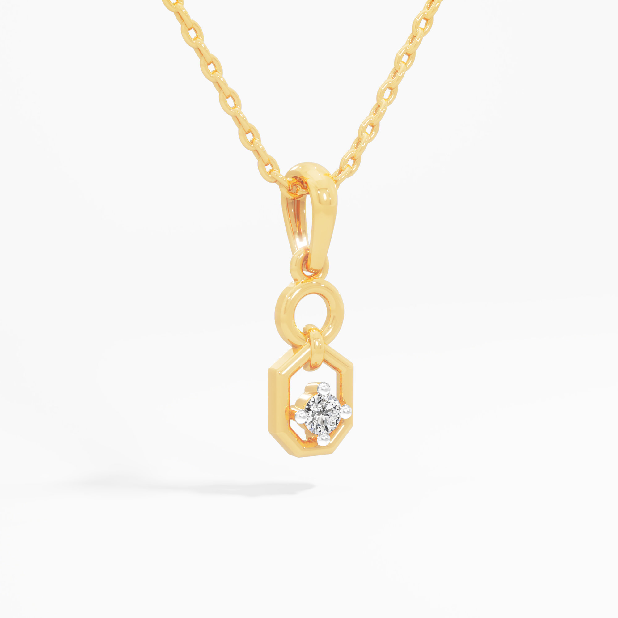 Hex Halo Diamond Pendant in 9KT Yellow Gold (Diamond Quality:FG-VVS VS)