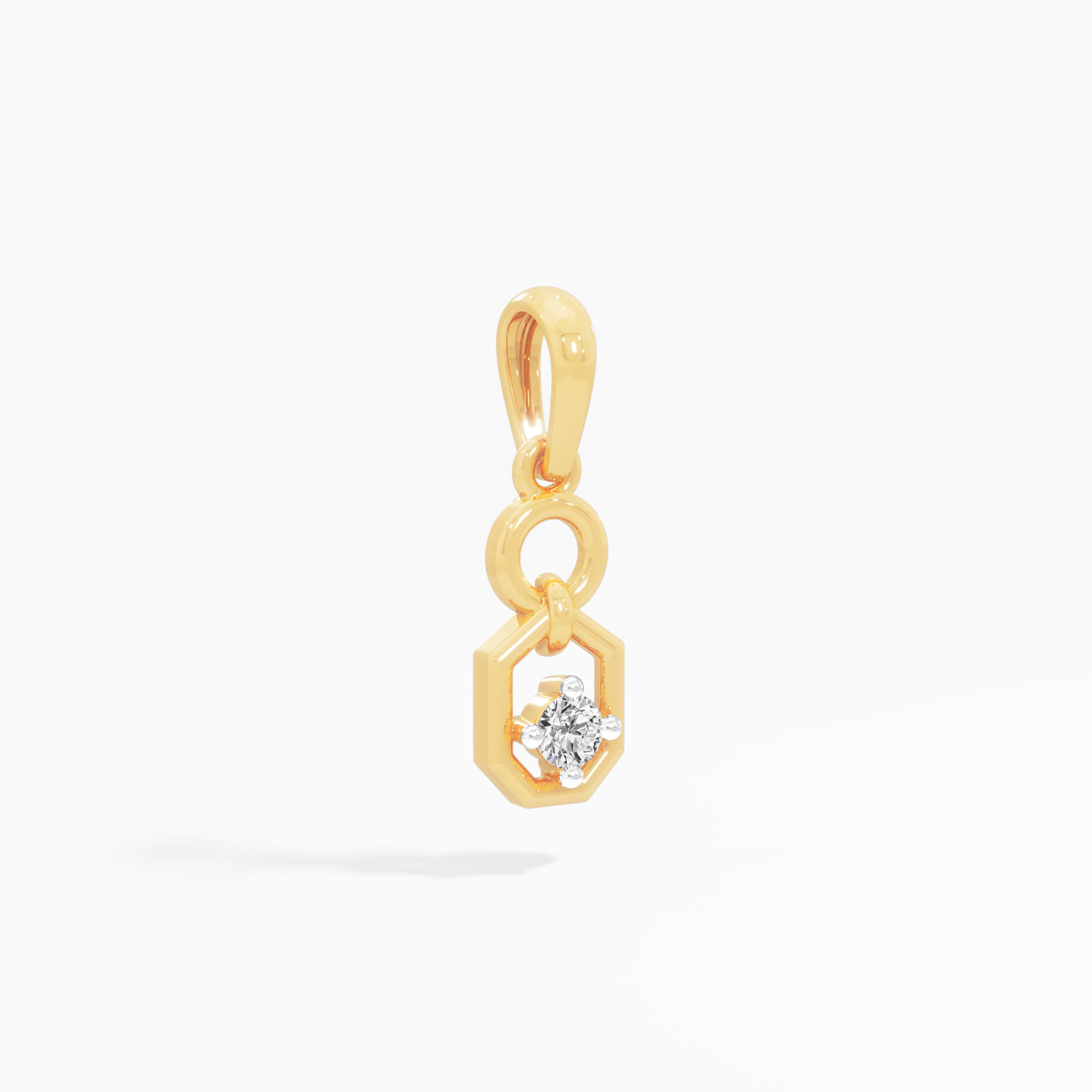Hex Halo Diamond Pendant in 9KT Yellow Gold (Diamond Quality:FG-VVS VS)