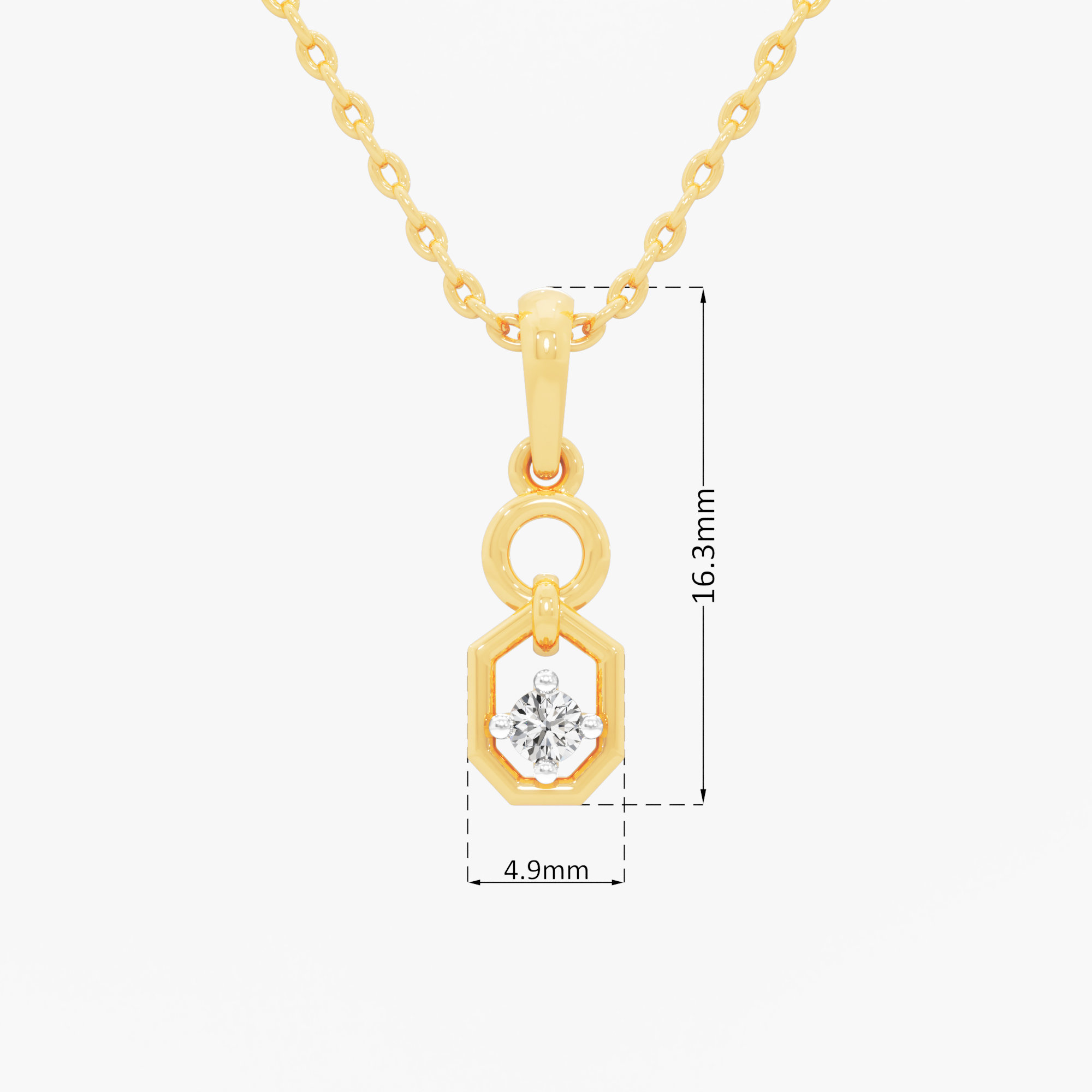 Hex Halo Diamond Pendant in 9KT Yellow Gold (Diamond Quality:FG-VVS VS)