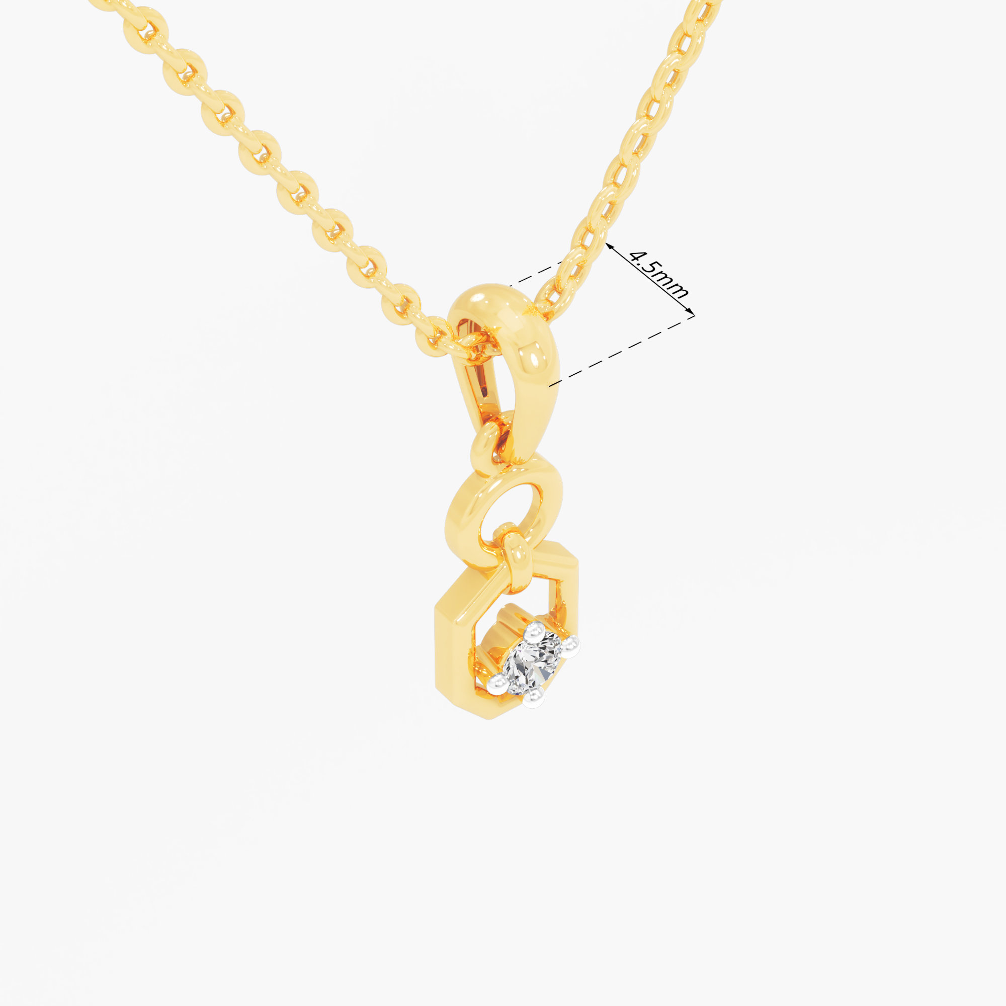 Hex Halo Diamond Pendant in 9KT Yellow Gold (Diamond Quality:FG-VVS VS)
