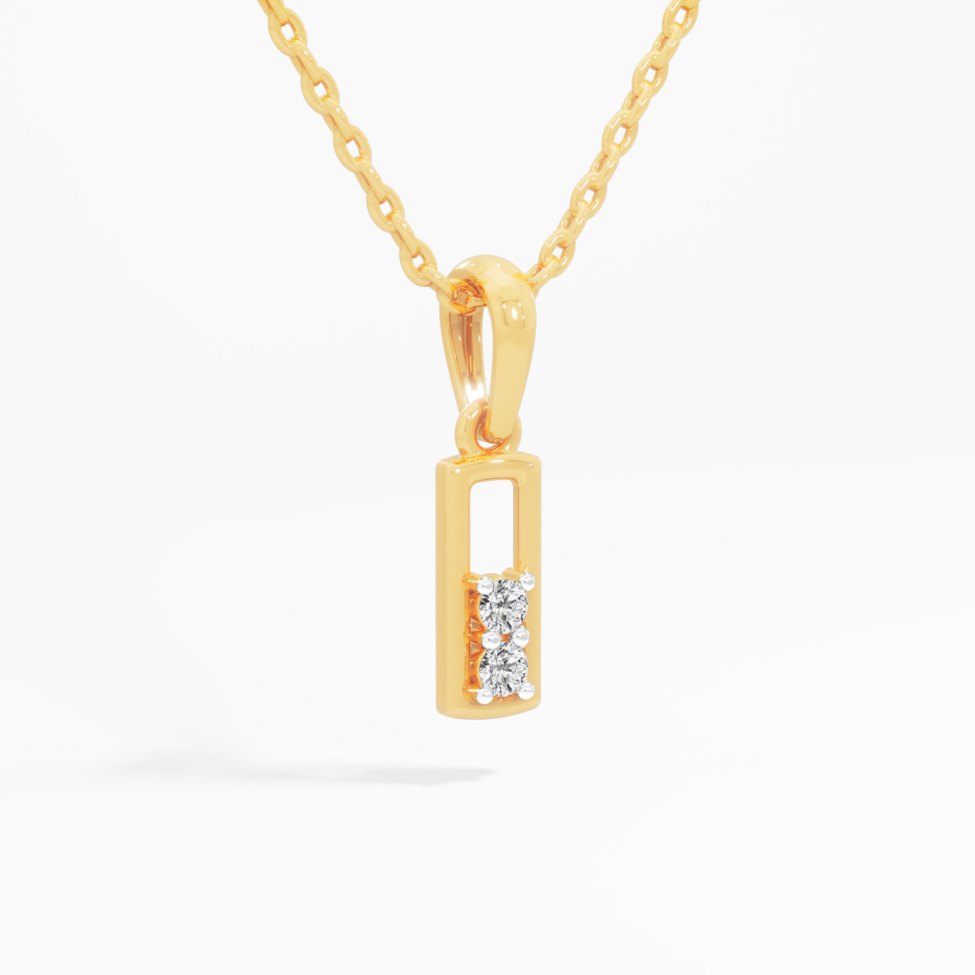 Bar Duo Diamond Pendant in 9KT Yellow Gold (Diamond Quality:FG-VVS VS)