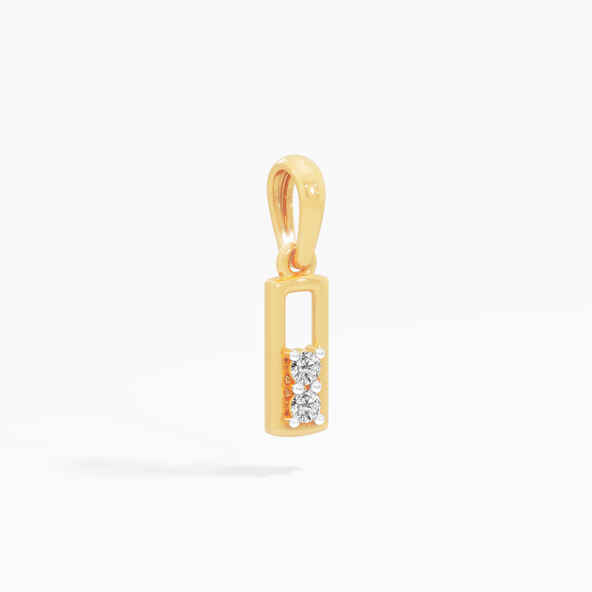 Bar Duo Diamond Pendant in 9KT Yellow Gold (Diamond Quality:FG-VVS VS)