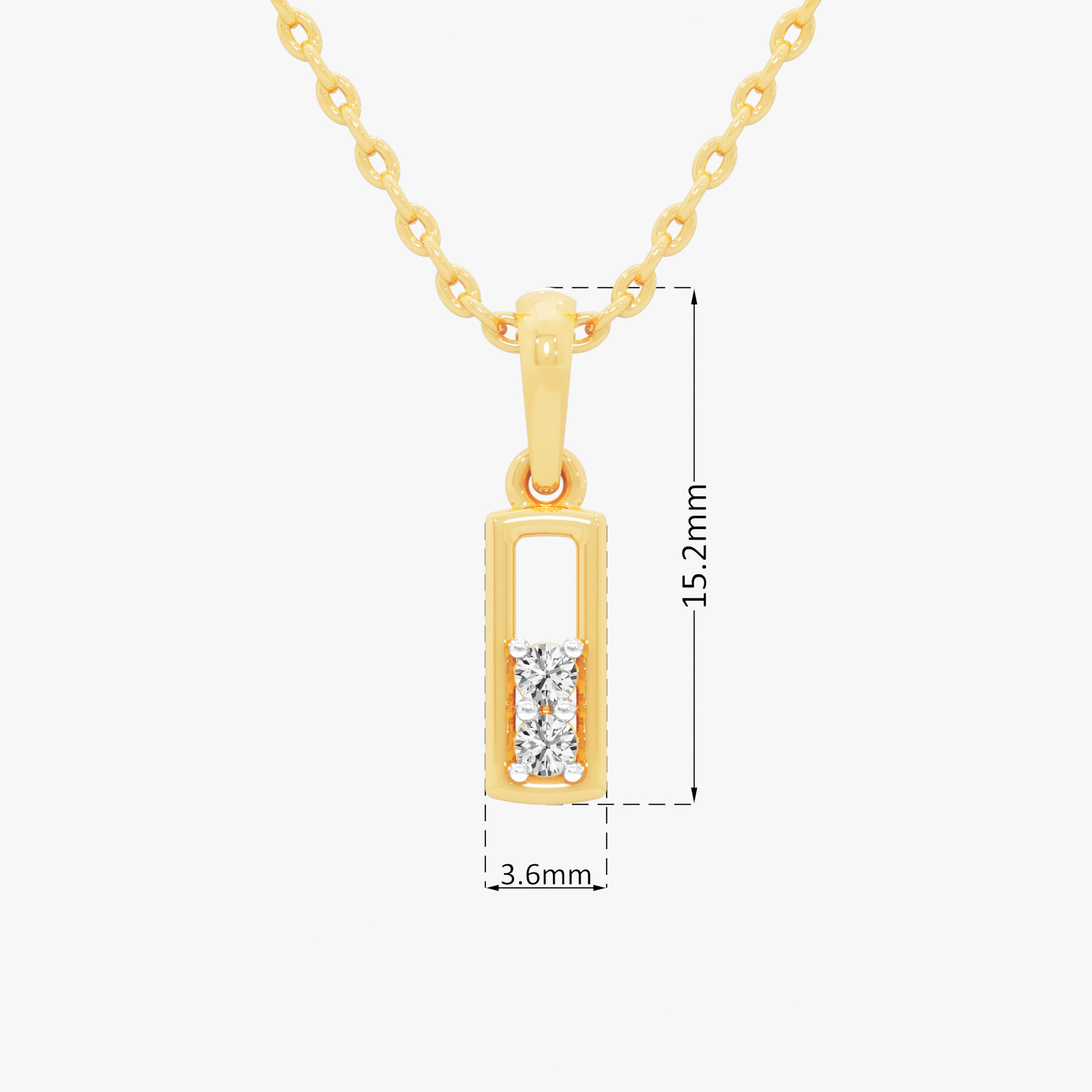Bar Duo Diamond Pendant in 9KT Yellow Gold (Diamond Quality:FG-VVS VS)