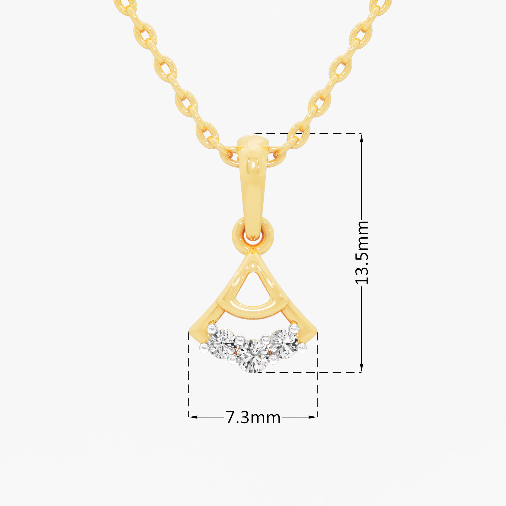 Triad Muse Diamond Pendant in 9KT Yellow Gold (Diamond Quality:FG-VVS VS)