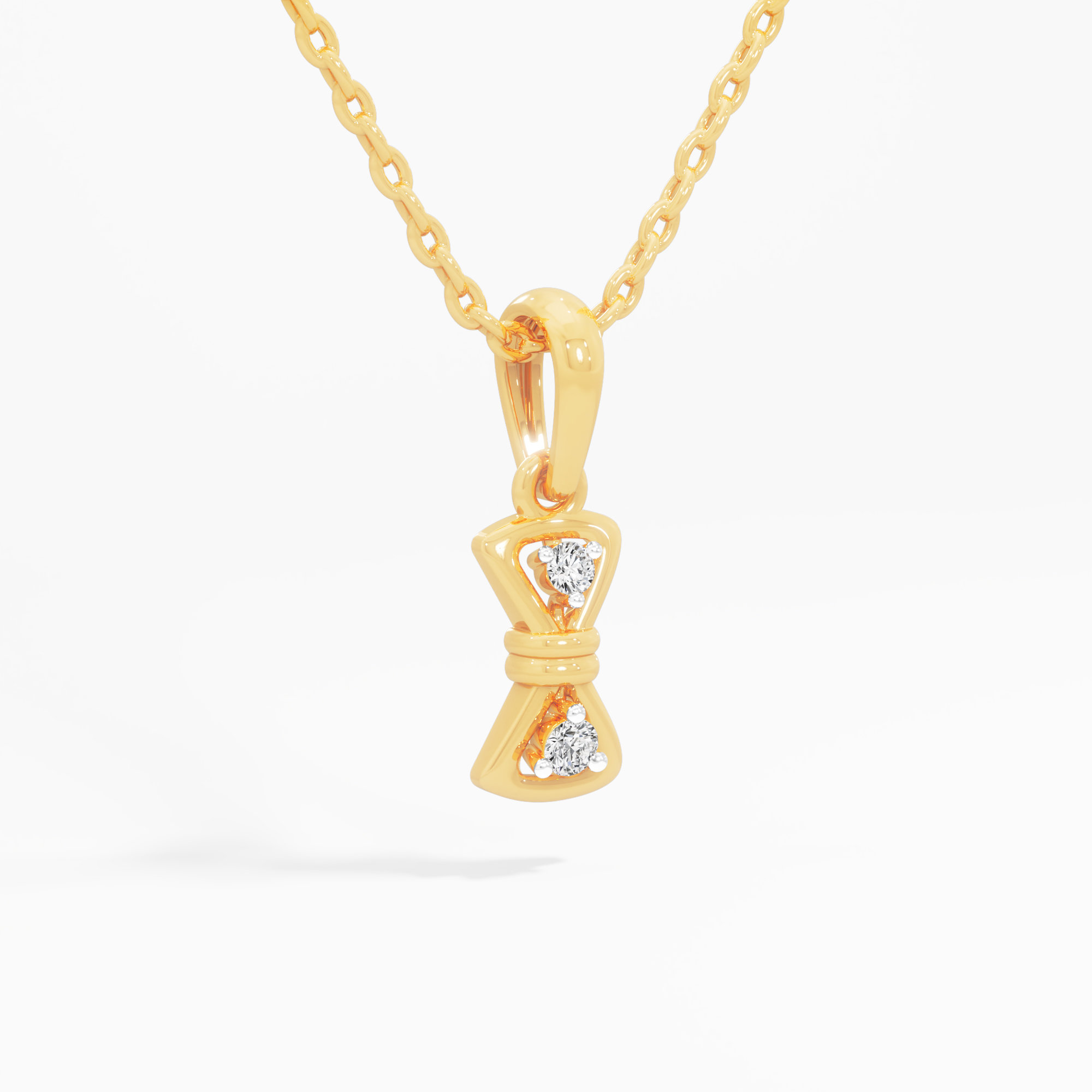 Bow Charm Diamond Pendant in 9KT Yellow Gold (Diamond Quality:FG-VVS VS)