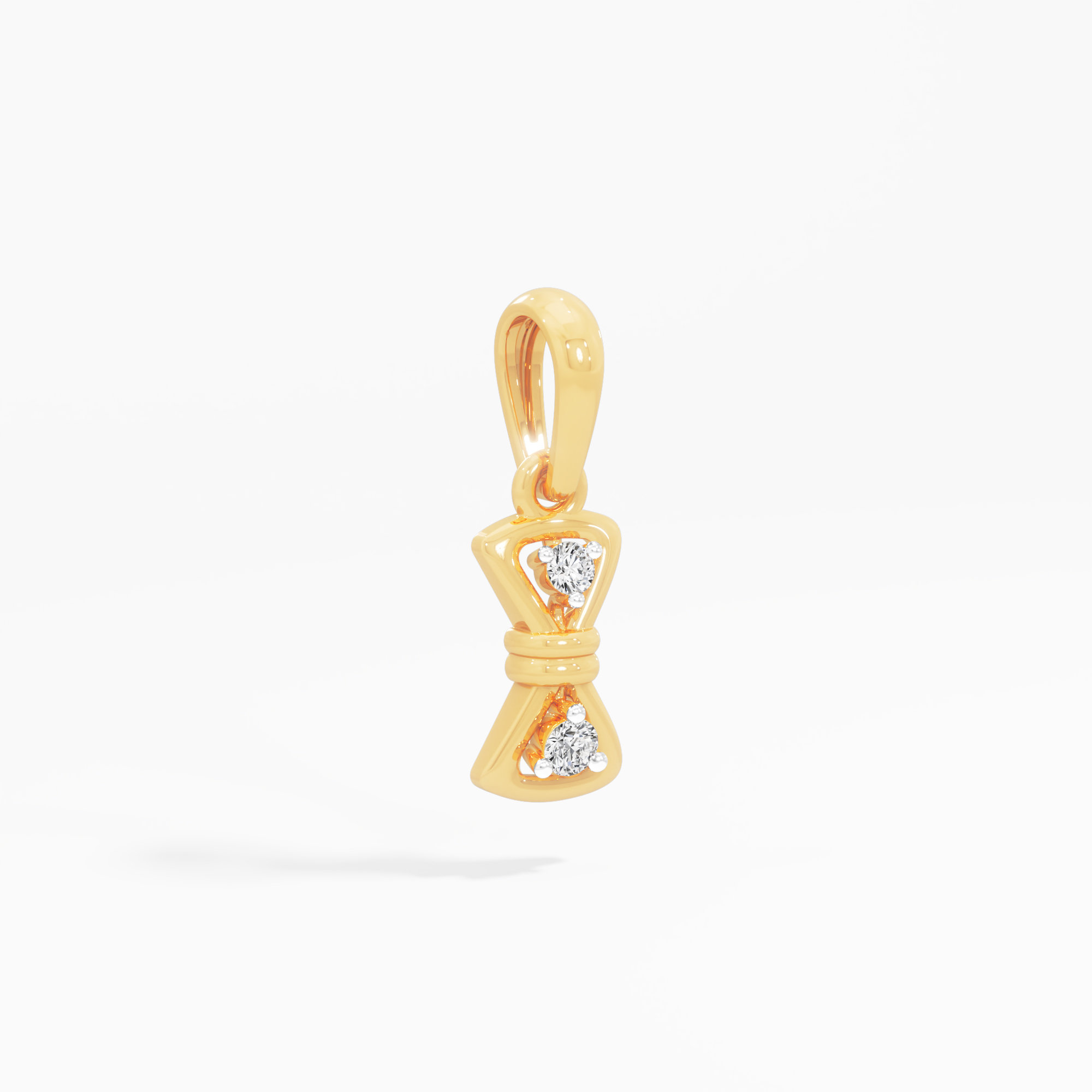 Bow Charm Diamond Pendant in 9KT Yellow Gold (Diamond Quality:FG-VVS VS)