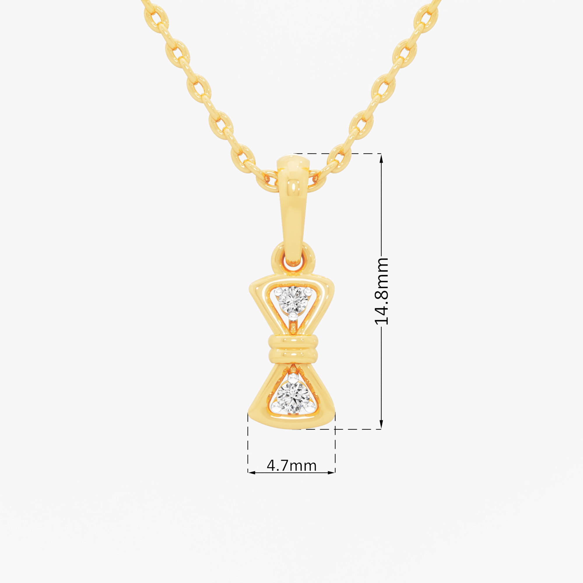 Bow Charm Diamond Pendant in 9KT Yellow Gold (Diamond Quality:FG-VVS VS)