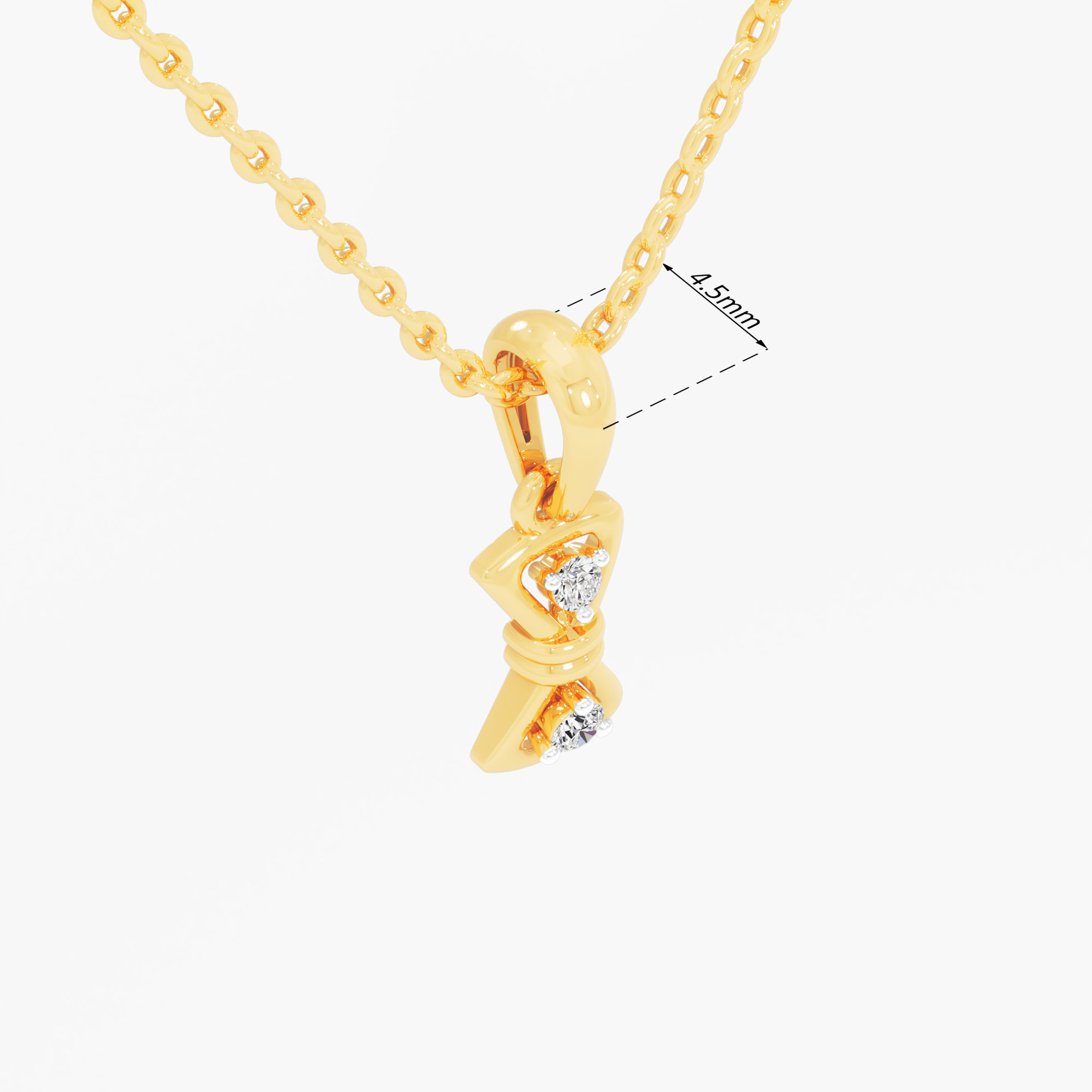Bow Charm Diamond Pendant in 9KT Yellow Gold (Diamond Quality:FG-VVS VS)