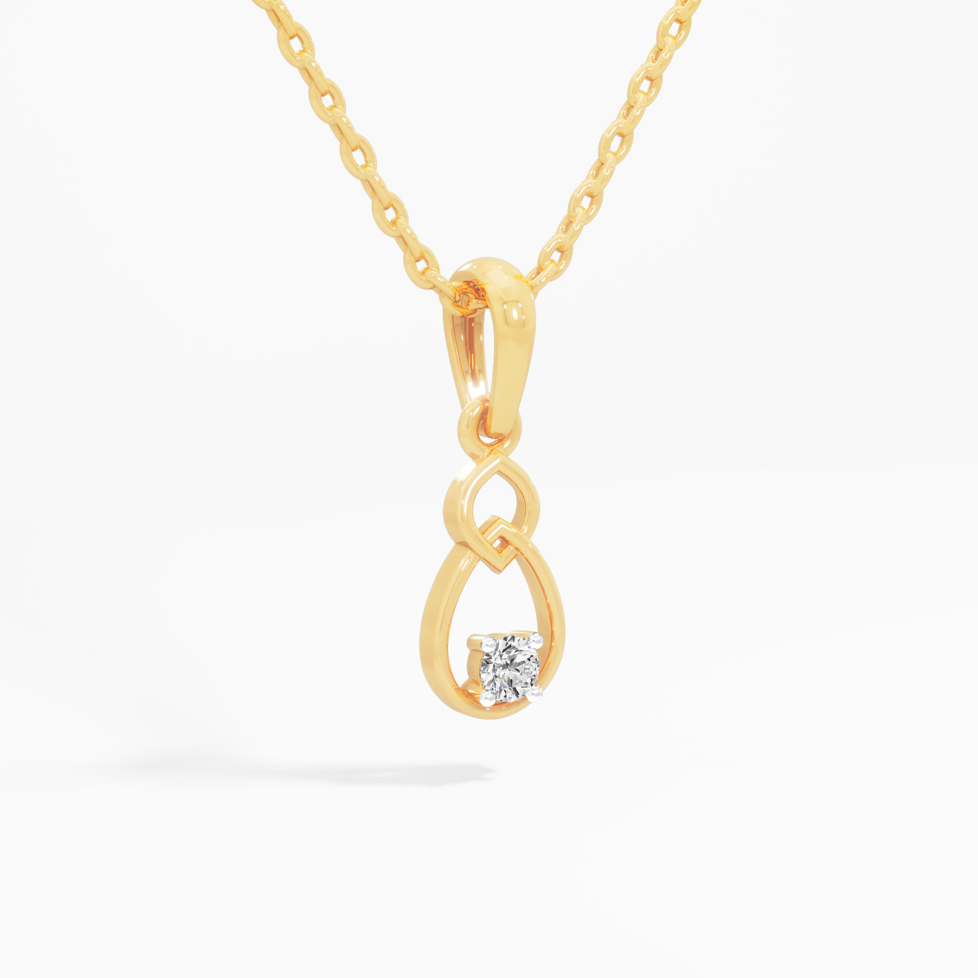 Teardrop Knot Diamond Pendant in 9KT Yellow Gold (Diamond Quality:FG-VVS VS)