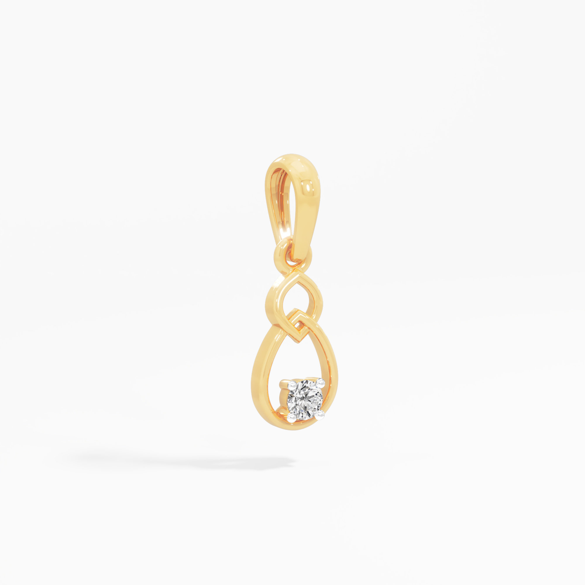 Teardrop Knot Diamond Pendant in 9KT Yellow Gold (Diamond Quality:FG-VVS VS)
