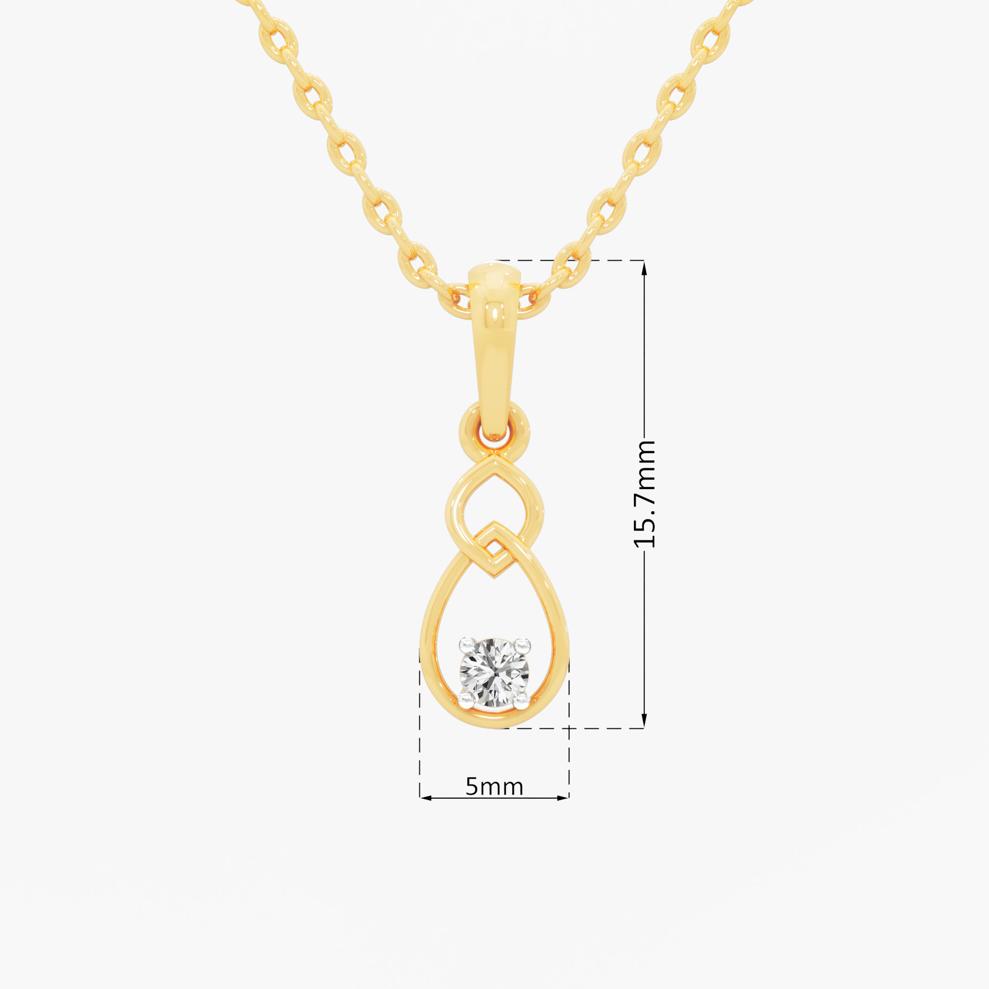 Teardrop Knot Diamond Pendant in 9KT Yellow Gold (Diamond Quality:FG-VVS VS)