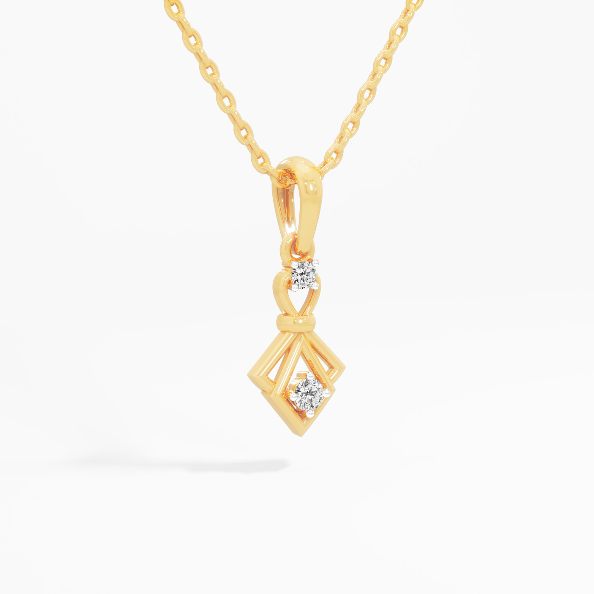 Ribbon Whisper Diamond Pendant in 9KT Yellow Gold (Diamond Quality:FG-VVS VS)