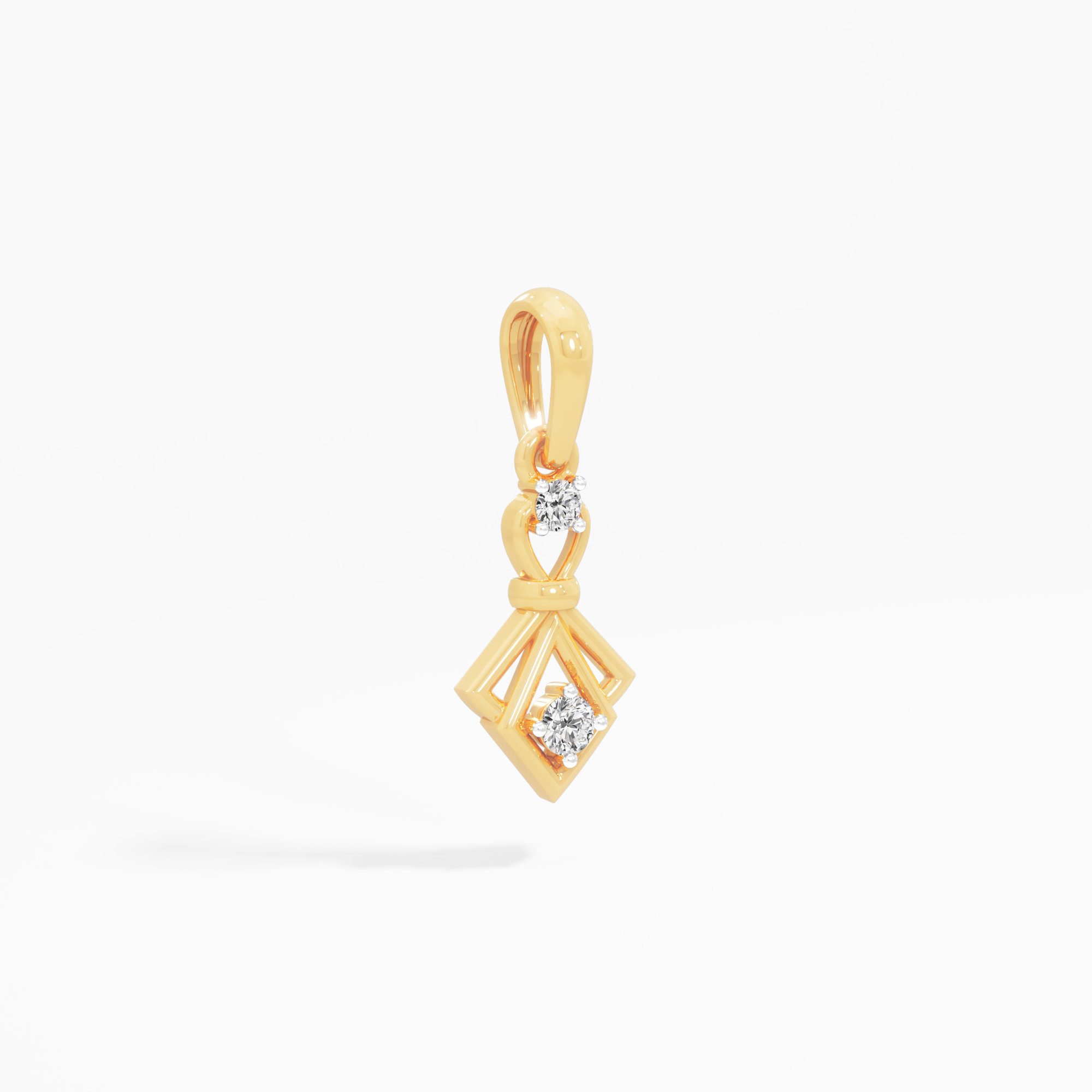 Ribbon Whisper Diamond Pendant in 9KT Yellow Gold (Diamond Quality:FG-VVS VS)
