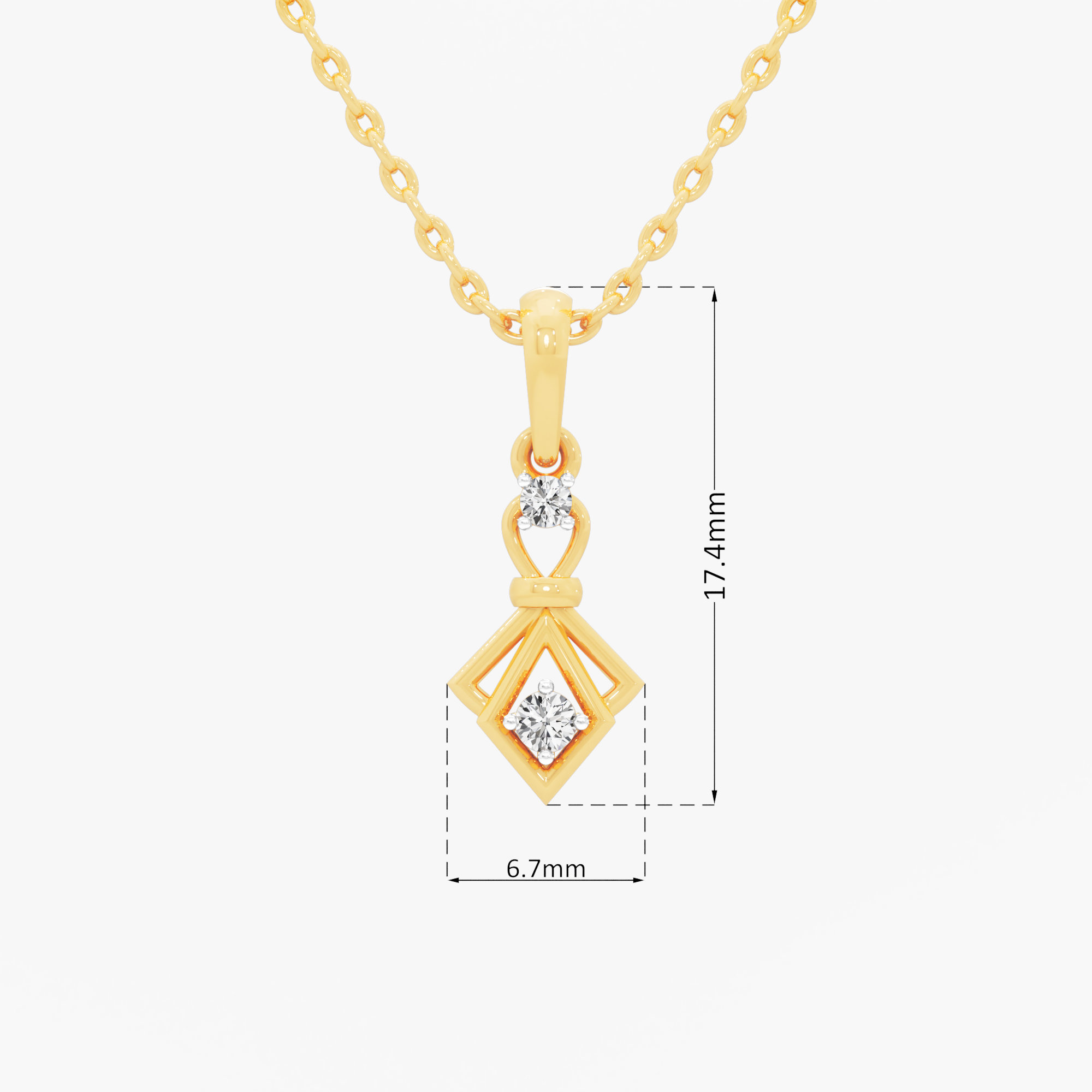 Ribbon Whisper Diamond Pendant in 9KT Yellow Gold (Diamond Quality:FG-VVS VS)