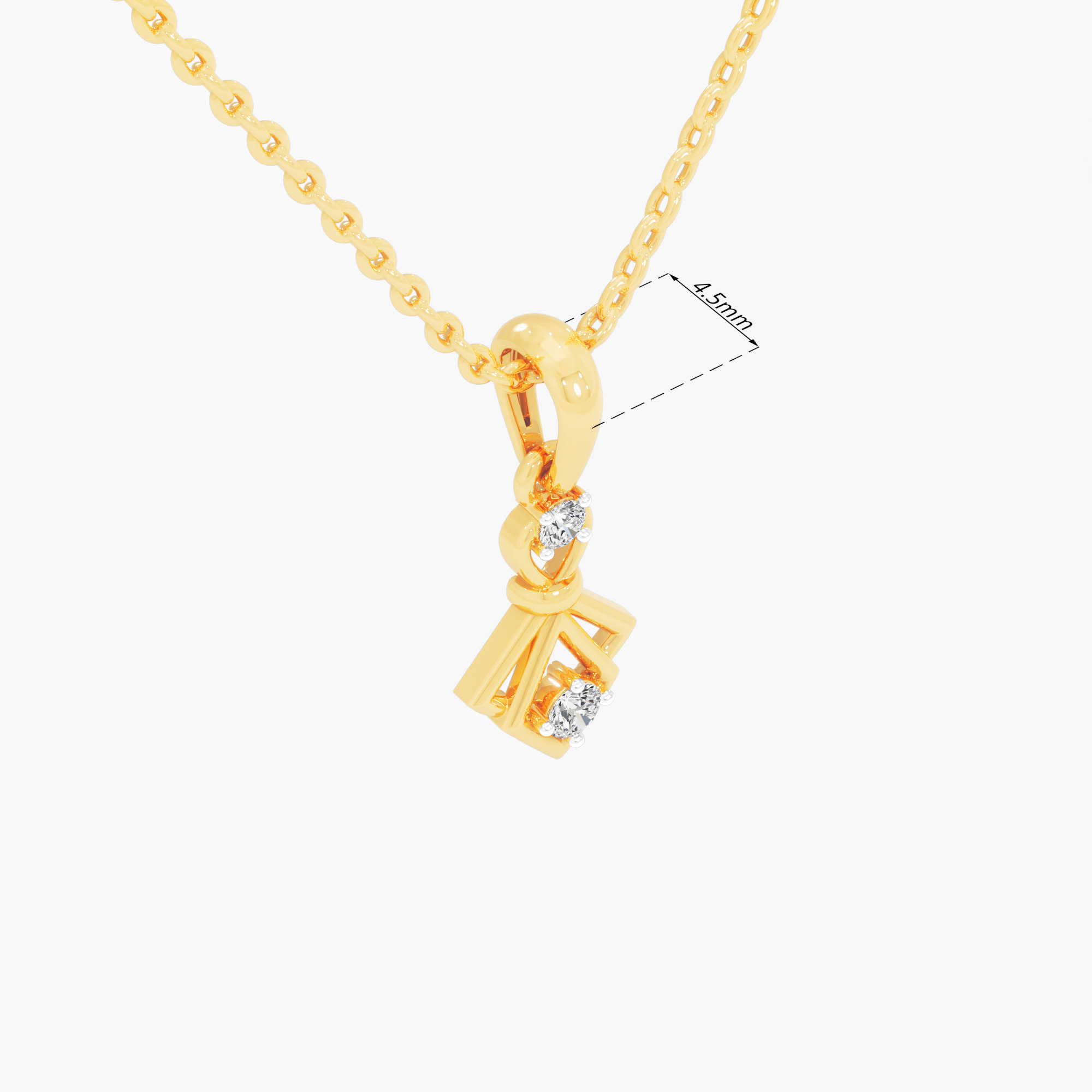 Ribbon Whisper Diamond Pendant in 9KT Yellow Gold (Diamond Quality:FG-VVS VS)