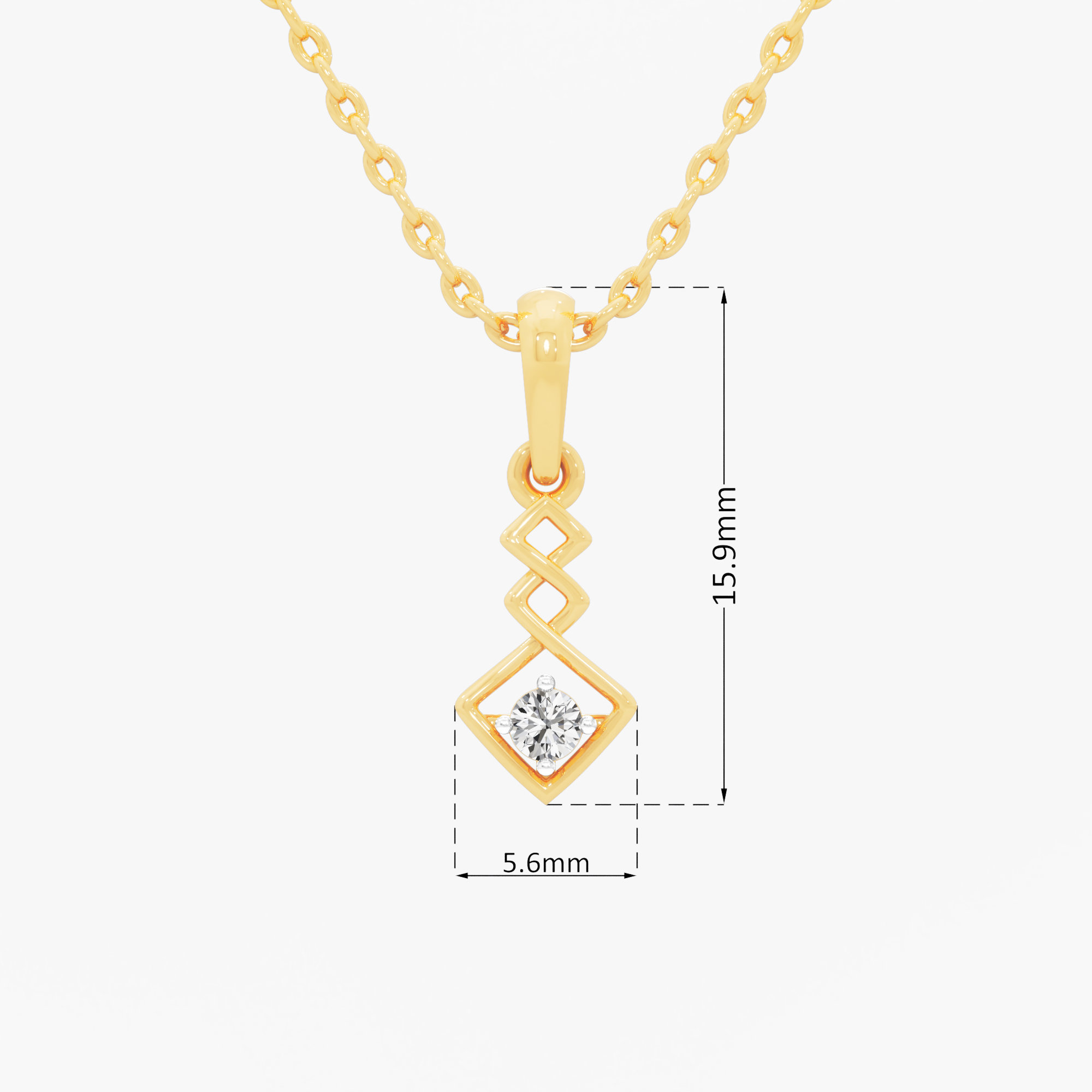Chevron Trail Diamond Pendant in 9KT Yellow Gold (Diamond Quality:FG-VVS VS)