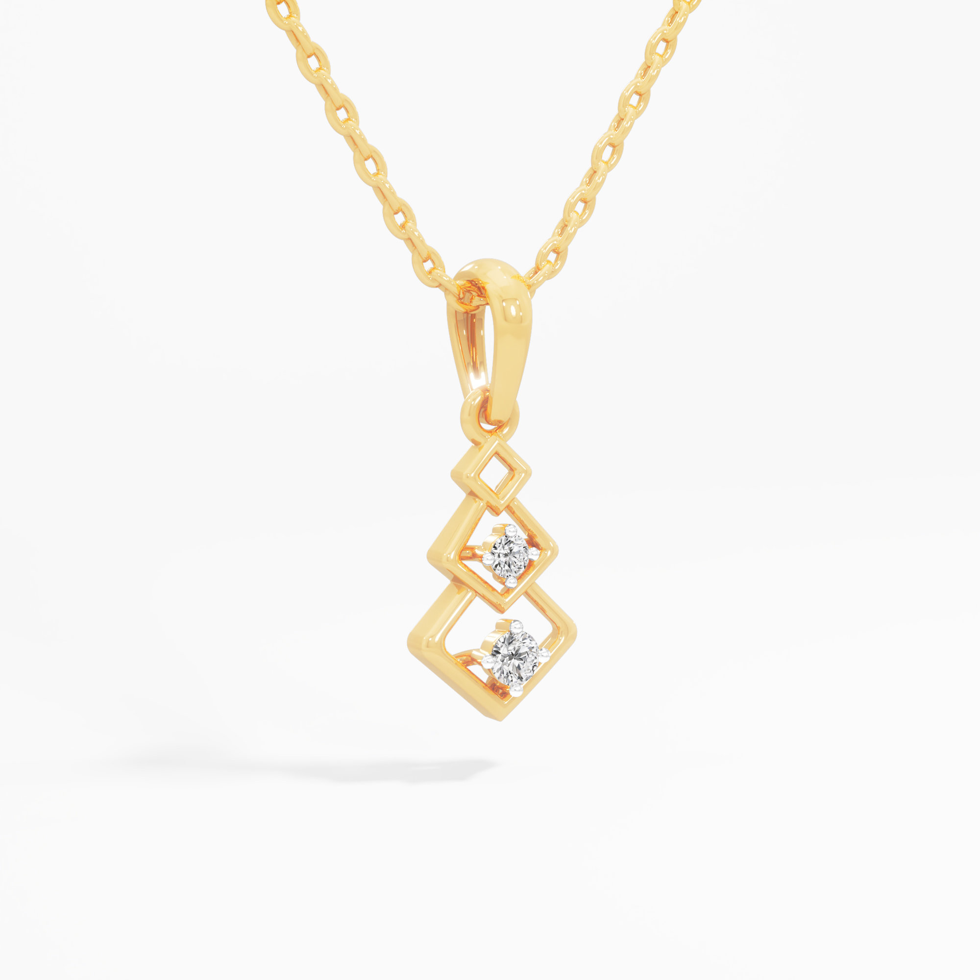 Lattice Duo Diamond Pendant in 9KT Yellow Gold (Diamond Quality:FG-VVS VS)