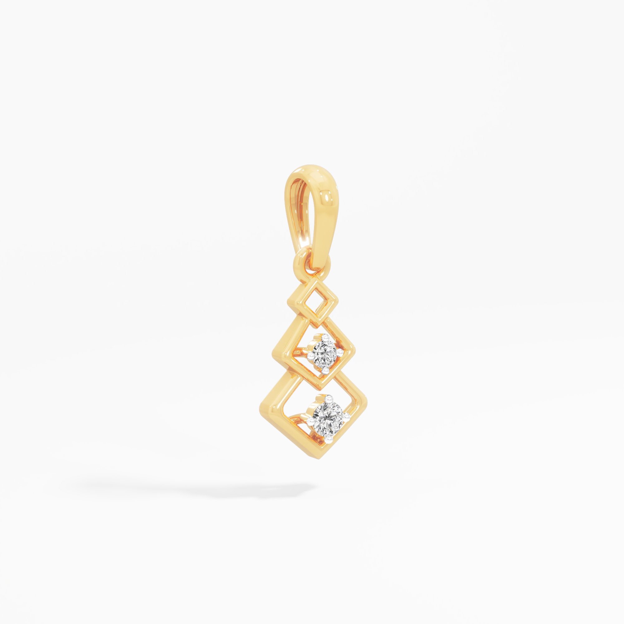 Lattice Duo Diamond Pendant in 9KT Yellow Gold (Diamond Quality:FG-VVS VS)
