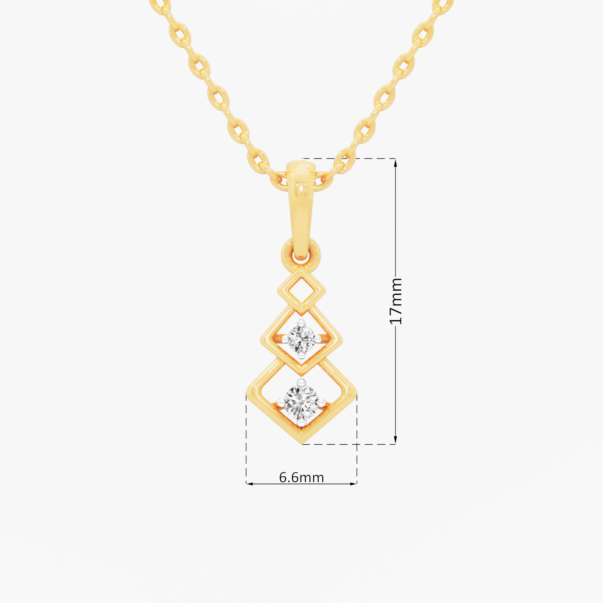 Lattice Duo Diamond Pendant in 9KT Yellow Gold (Diamond Quality:FG-VVS VS)