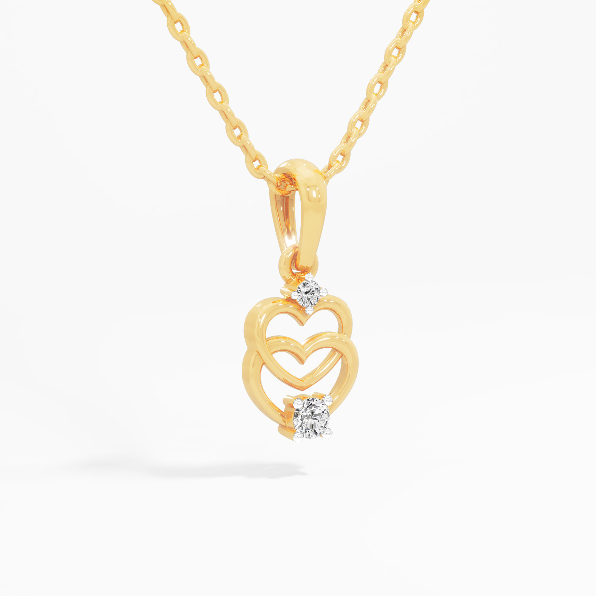 Woven Hearts Diamond Pendant in 9KT Yellow Gold (Diamond Quality:FG-VVS VS)