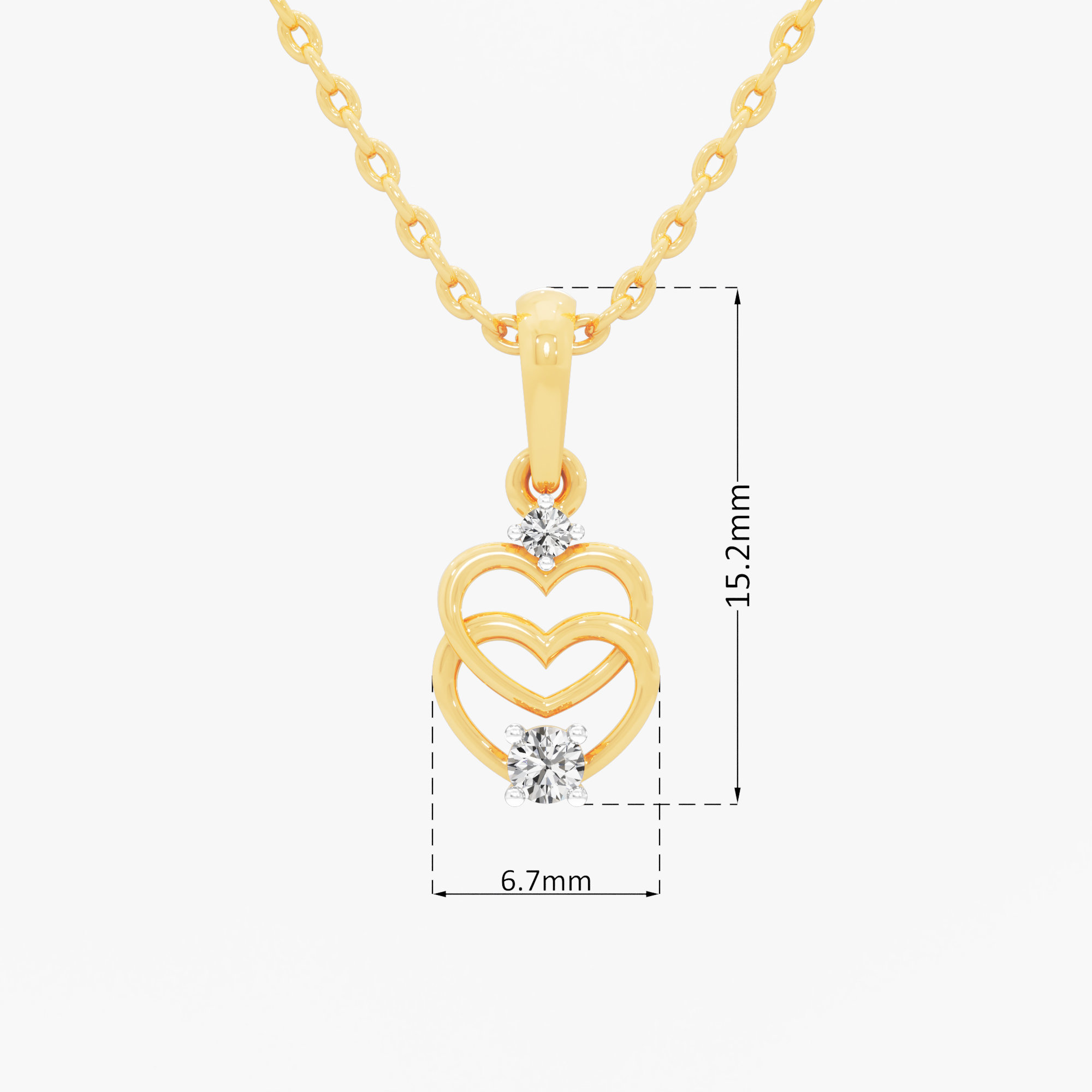 Woven Hearts Diamond Pendant in 9KT Yellow Gold (Diamond Quality:FG-VVS VS)