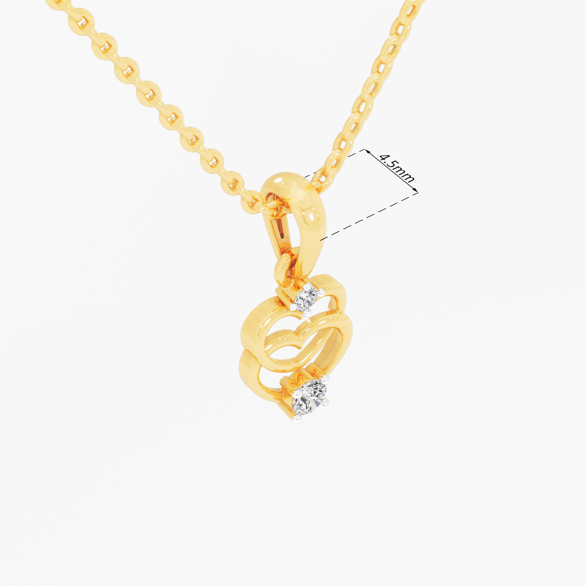 Woven Hearts Diamond Pendant in 9KT Yellow Gold (Diamond Quality:FG-VVS VS)