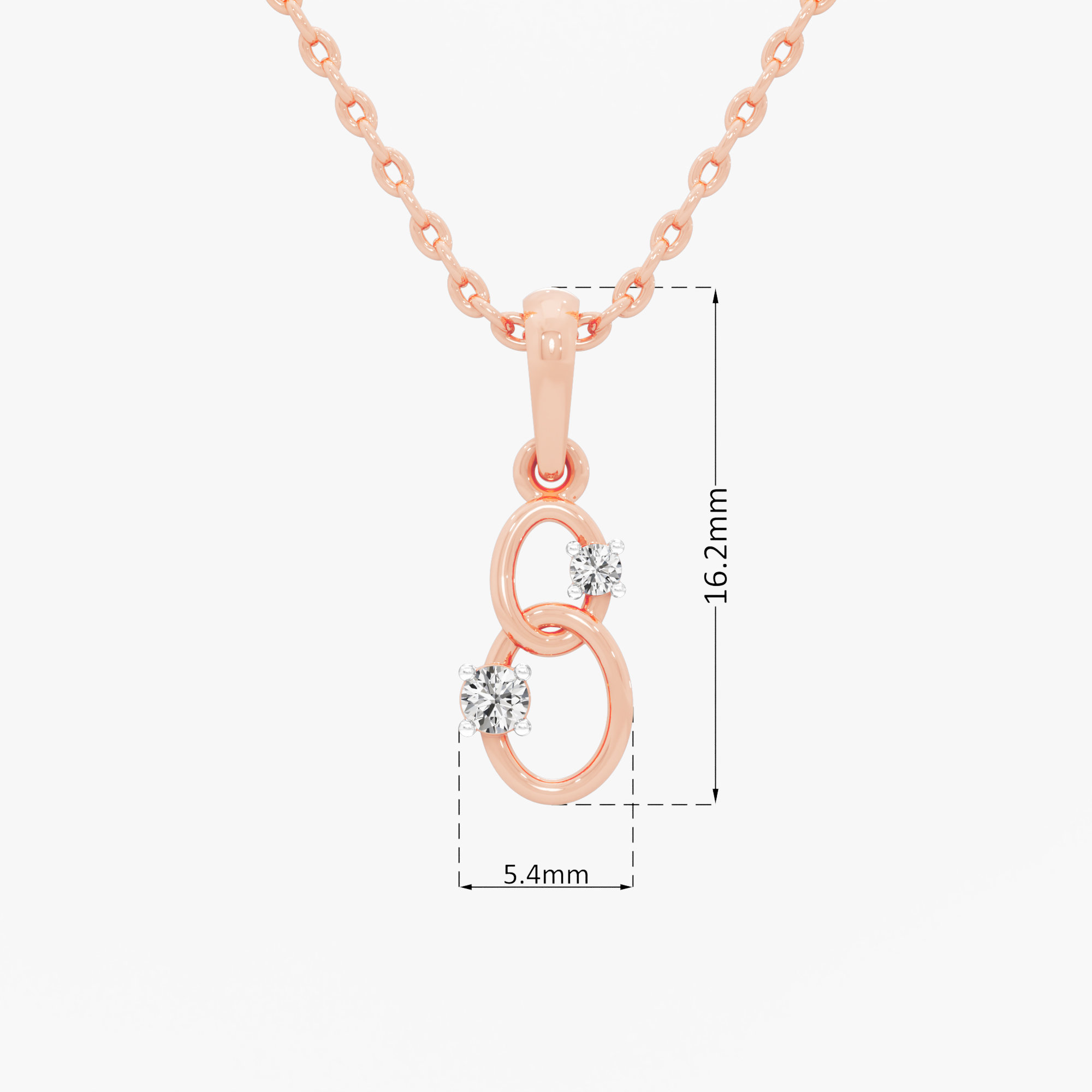 Interlace Link Diamond Pendants | Pendant Only in 9KT Rose Gold (Diamond Quality: FG-VVS VS)