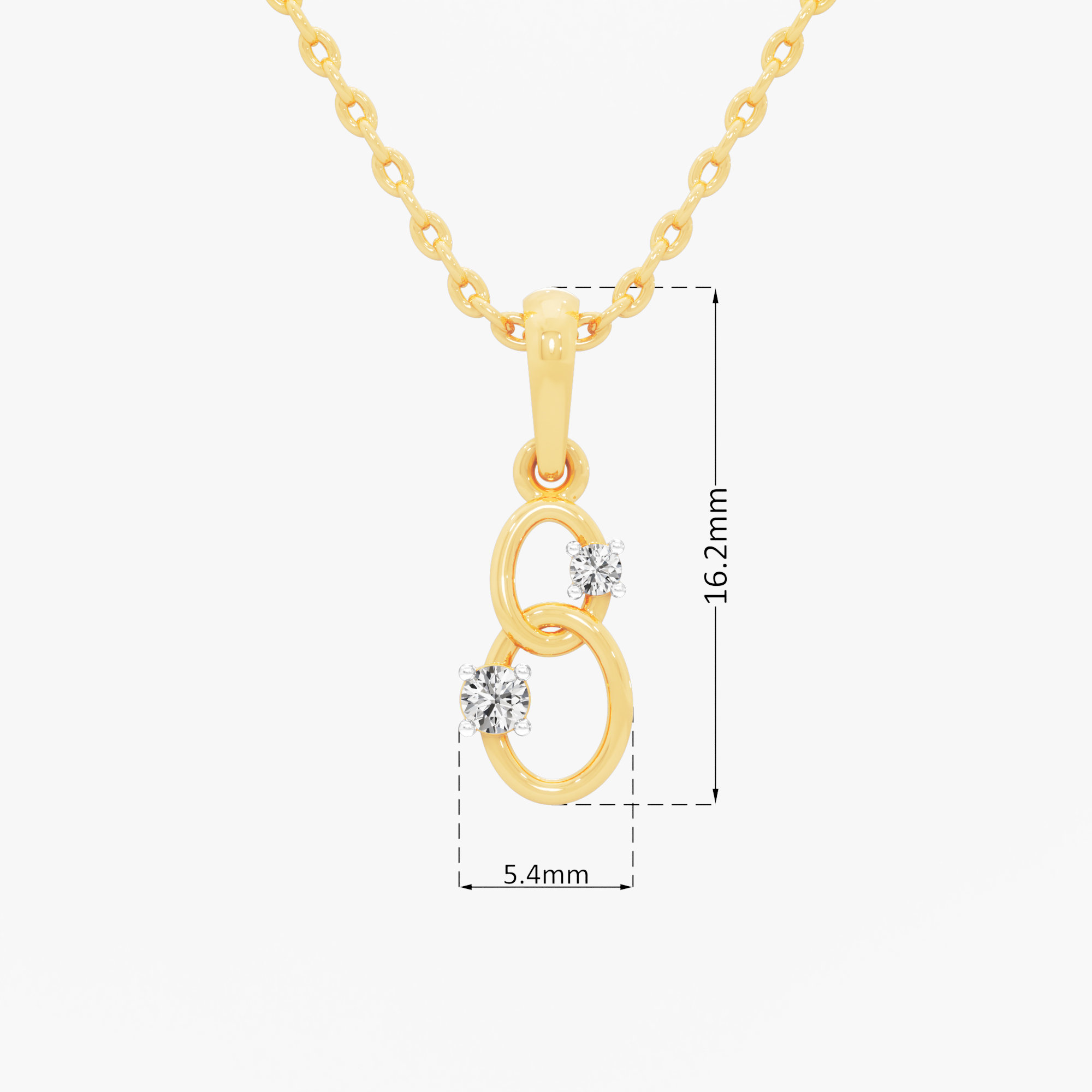 Interlace Link Diamond Pendants | Individual Pendant in 9KT Yellow Gold (Diamond Quality: FG-VVS VS)