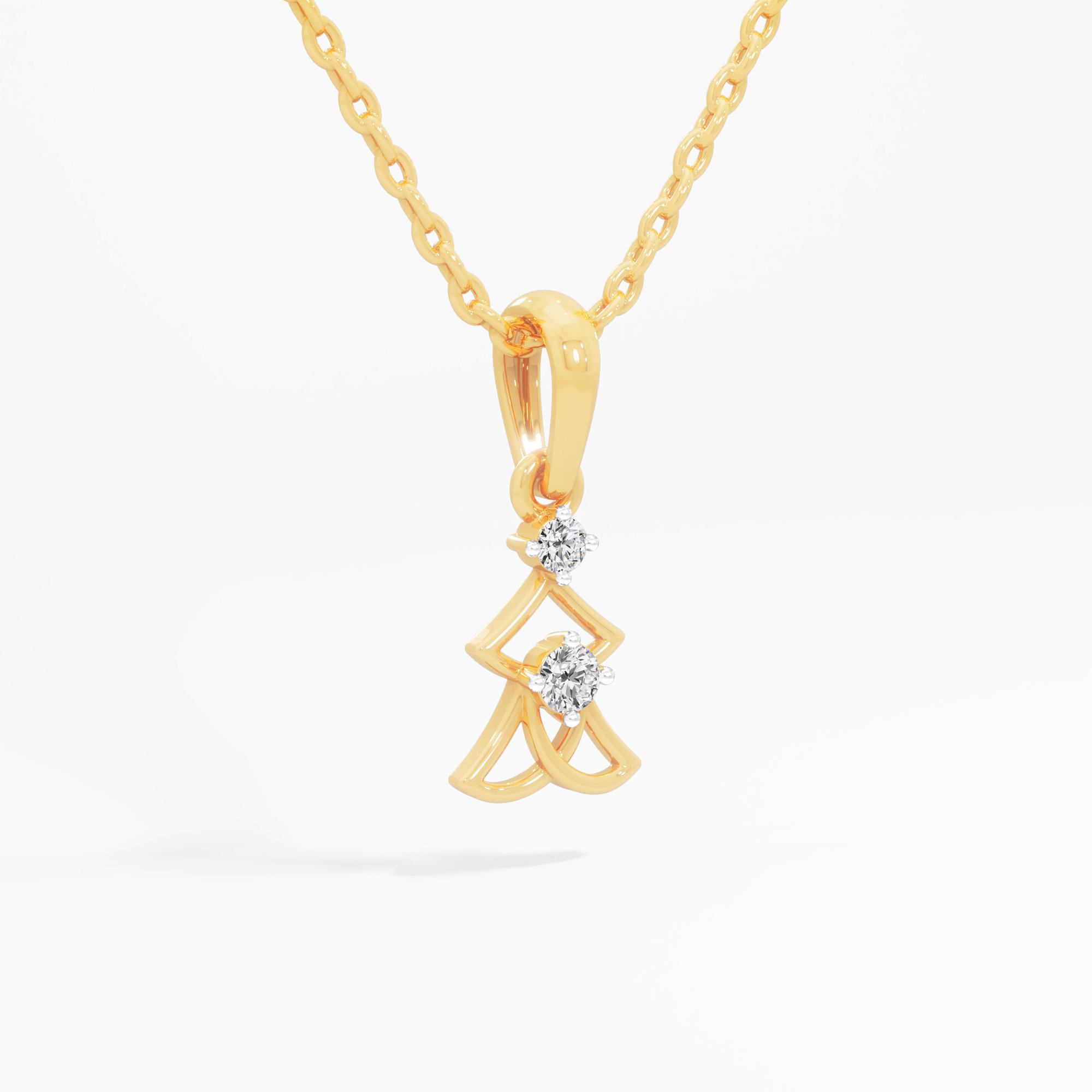 Layered Arrow Diamond Pendant in 9KT Yellow Gold (Diamond Quality:FG-VVS VS)
