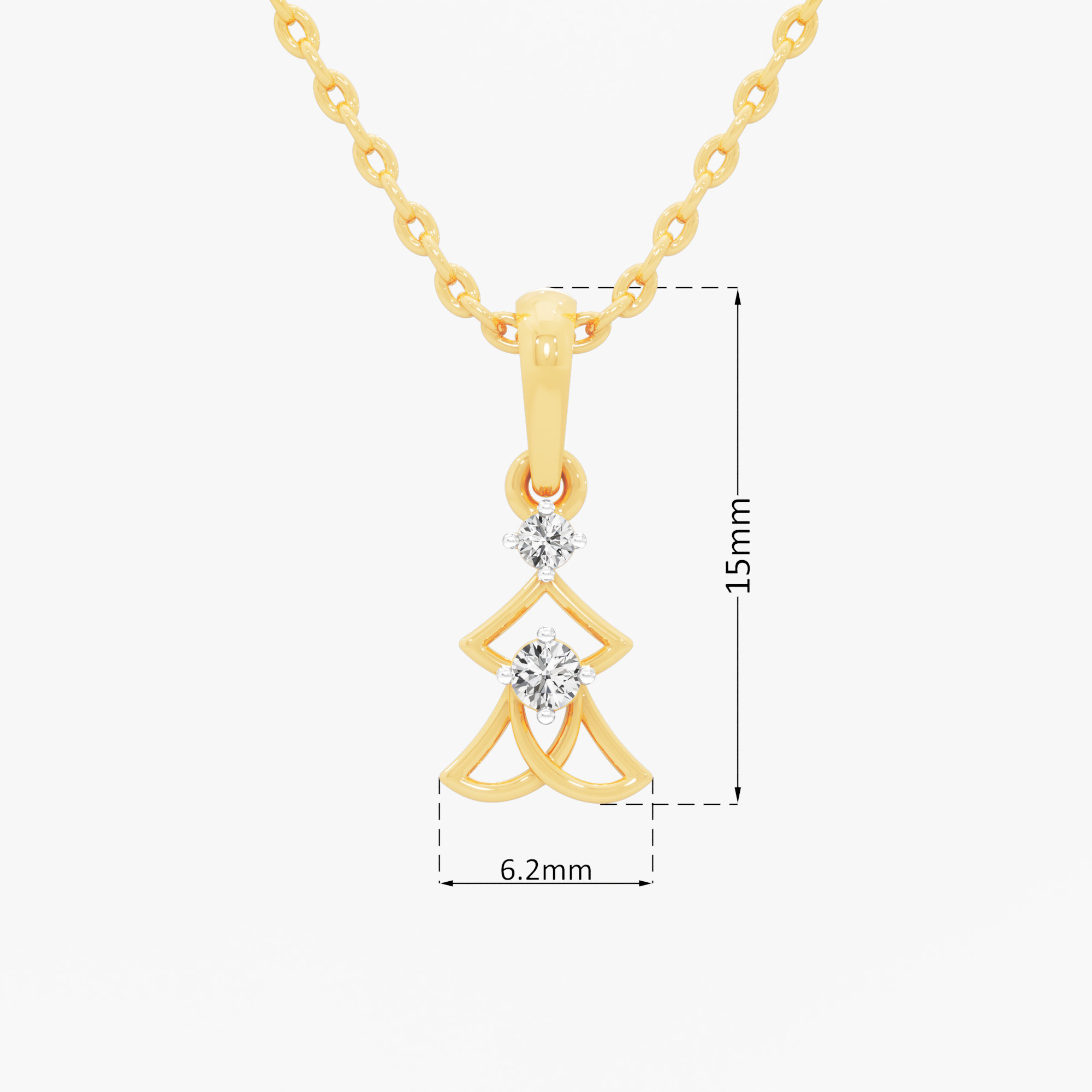 Layered Arrow Diamond Pendant in 9KT Yellow Gold (Diamond Quality:FG-VVS VS)