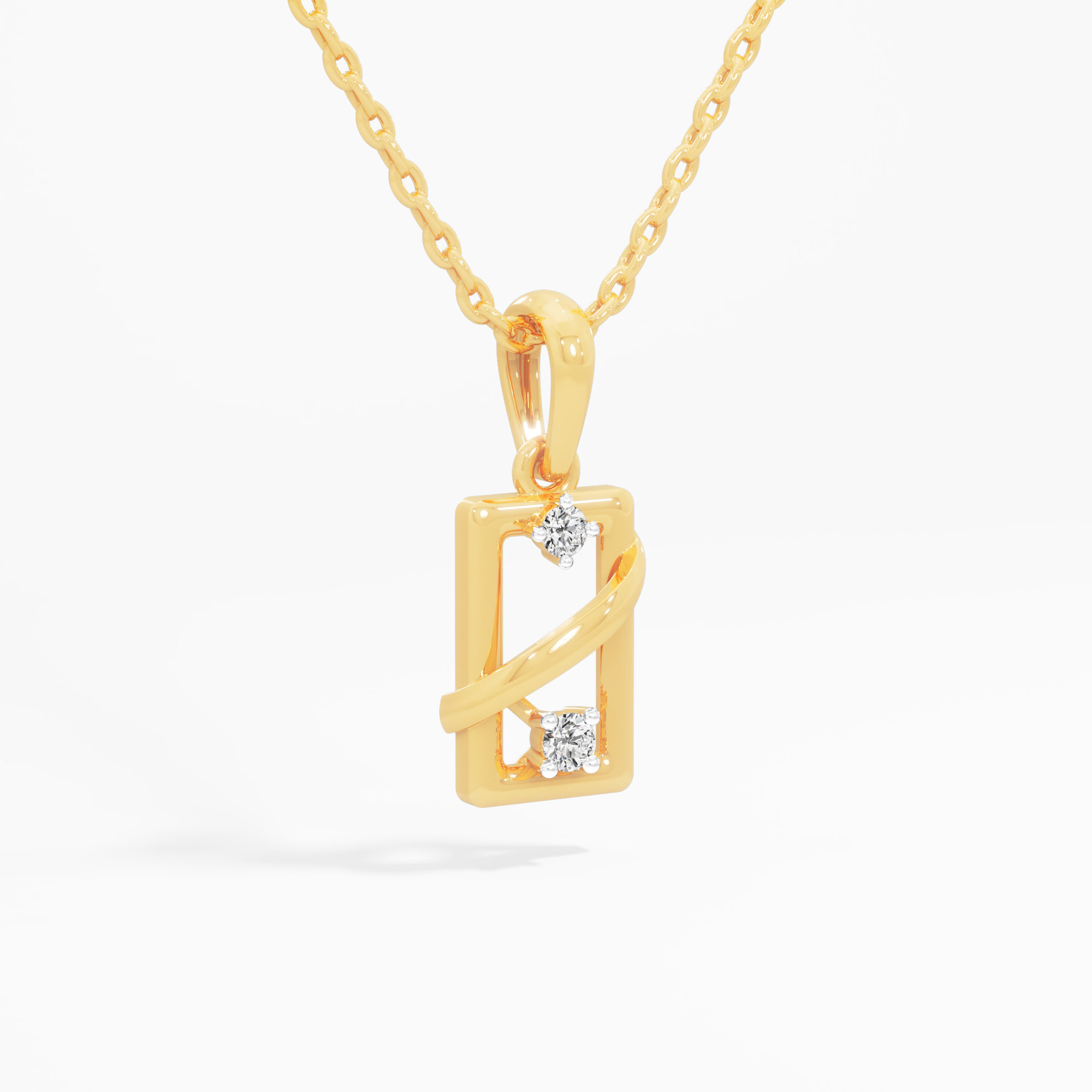 Wrapped Frame Diamond Pendant in 9KT Yellow Gold (Diamond Quality:FG-VVS VS)