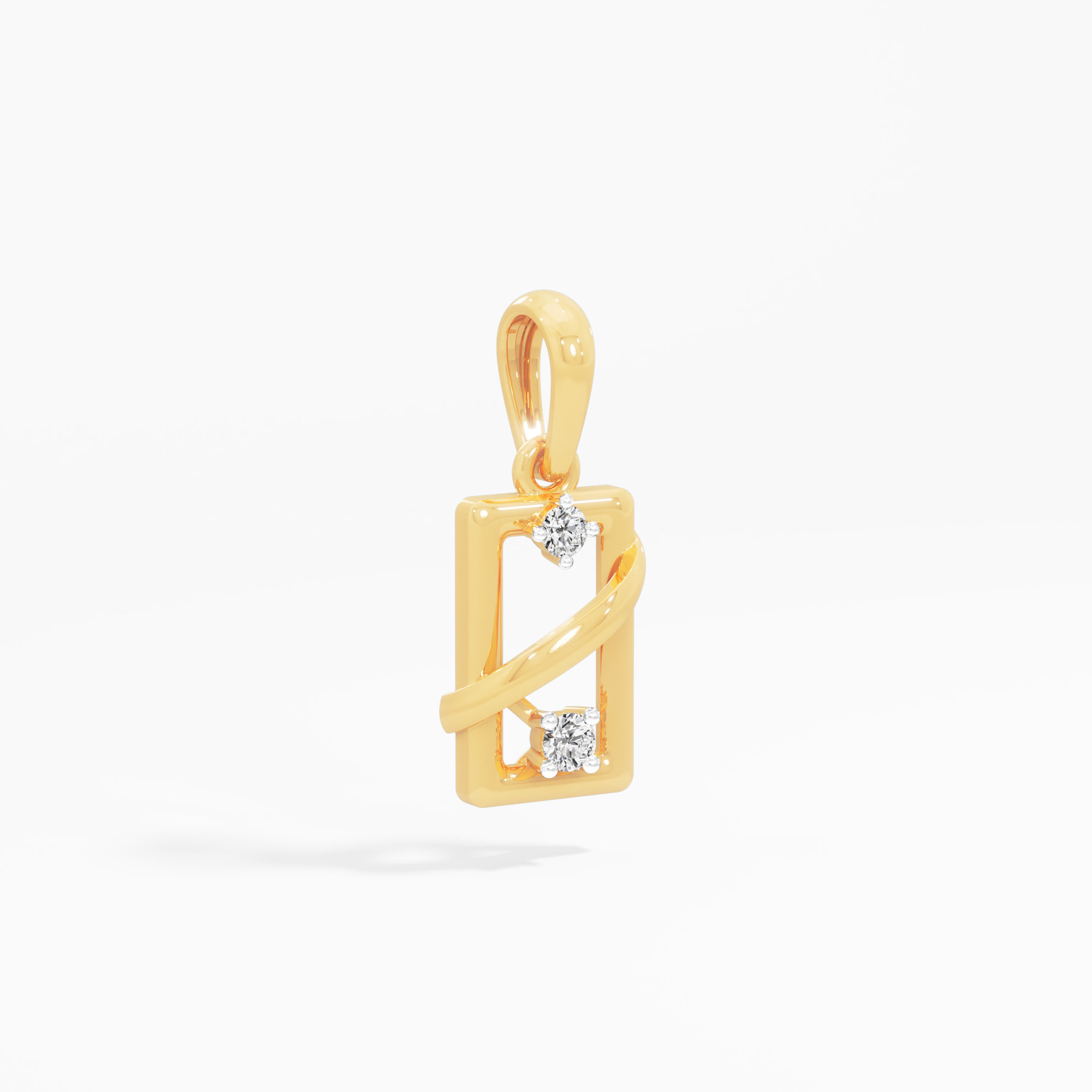 Wrapped Frame Diamond Pendant in 9KT Yellow Gold (Diamond Quality:FG-VVS VS)