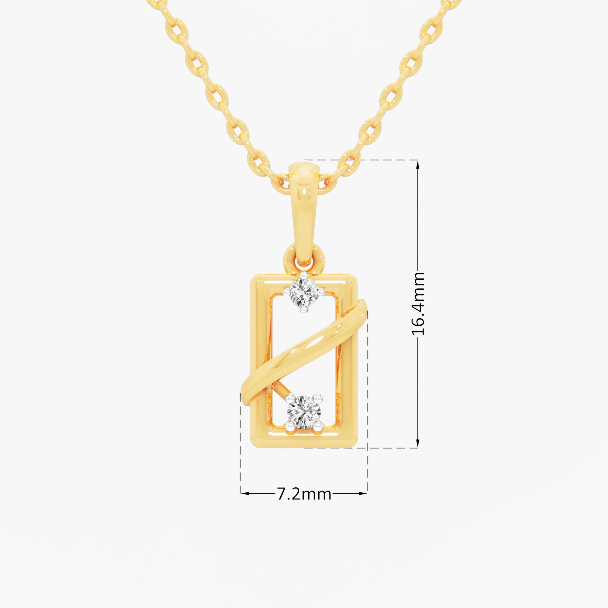 Wrapped Frame Diamond Pendant in 9KT Yellow Gold (Diamond Quality:FG-VVS VS)