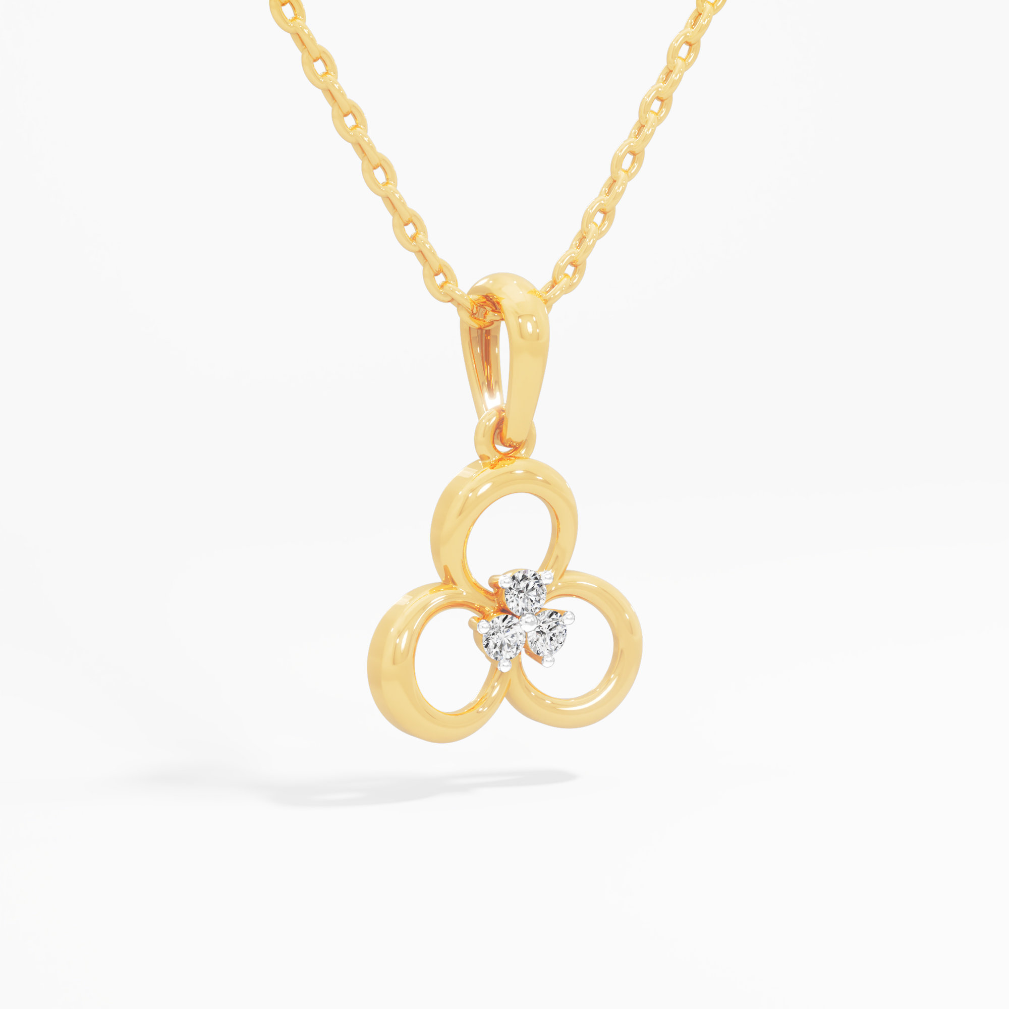 Trinity Circle Diamond Pendant in 9KT Yellow Gold (Diamond Quality:FG-VVS VS)